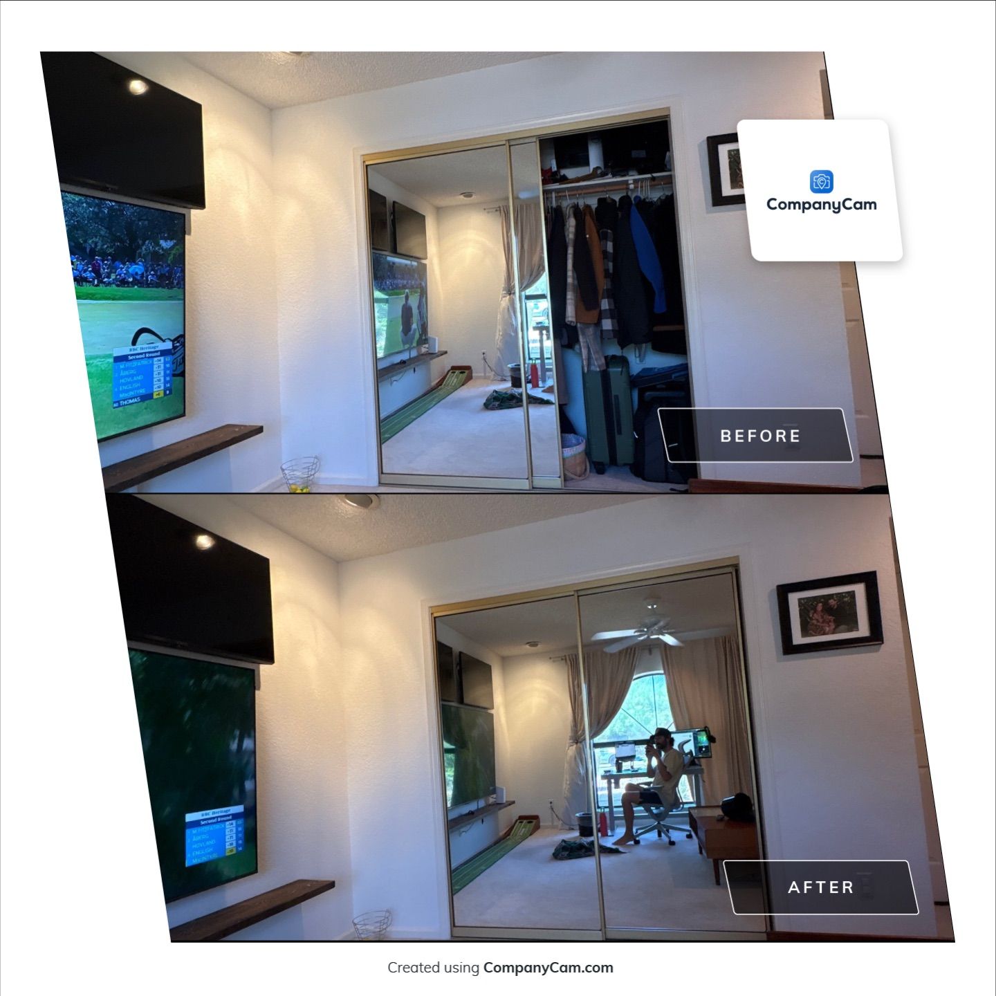 Custom Home Office Installation and Media Wall Setup in Phoenix by CompanyCam Sales Demo