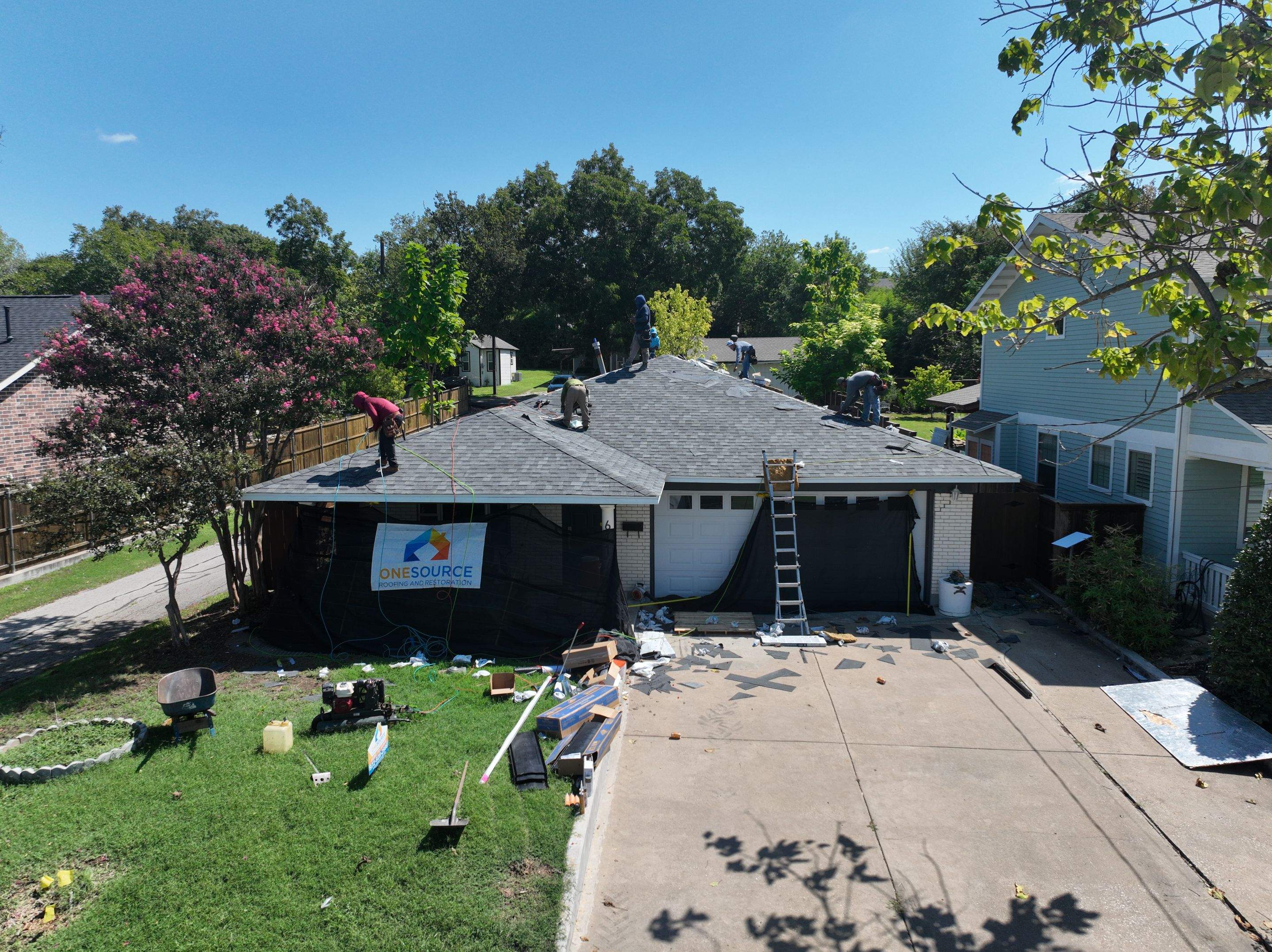 Residential Roofing Installation using IKO Cambridge Charcoal Gray by OneSource Roofing and Restoration