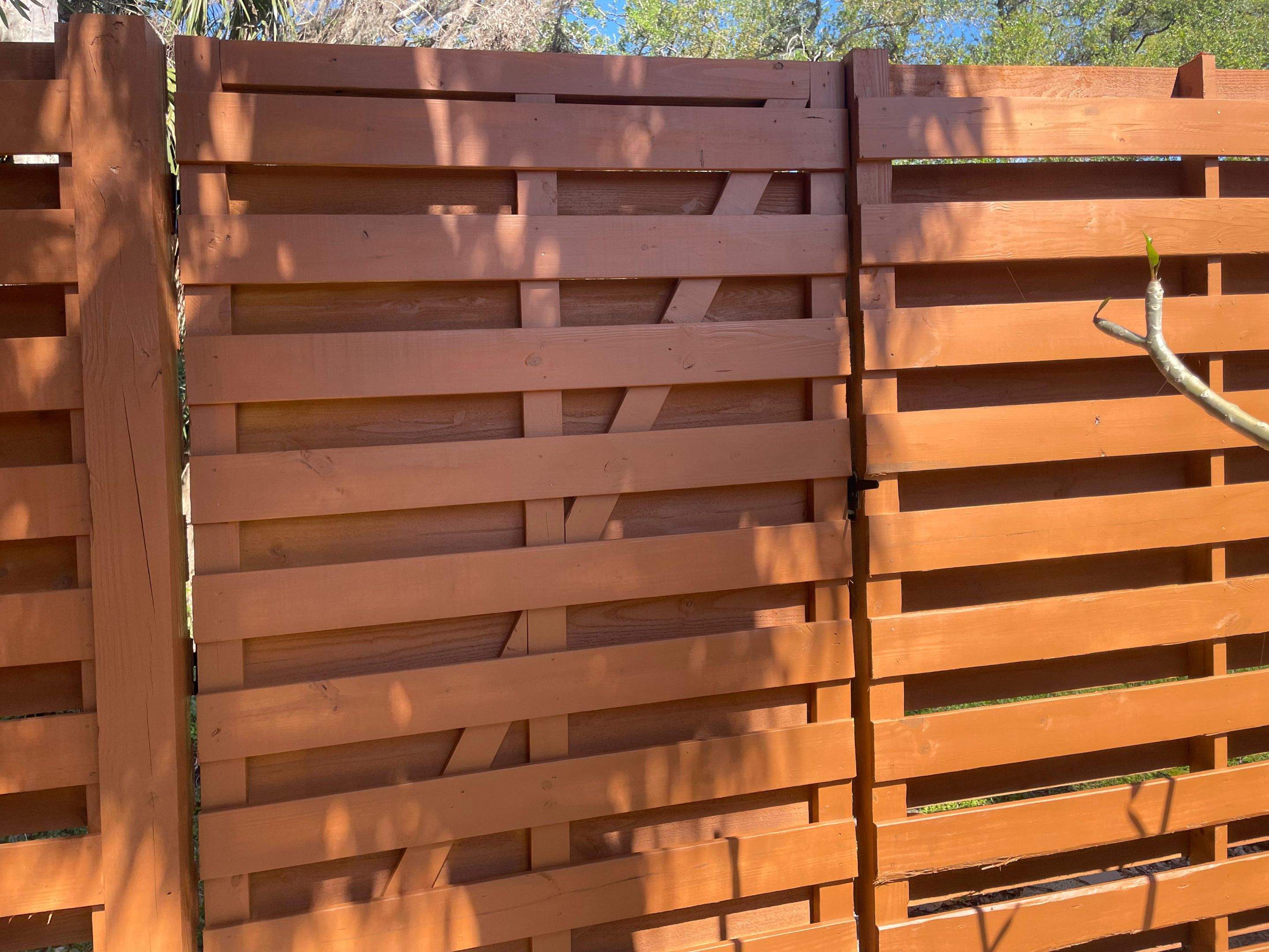 8'H Stained Shadowbox Wood in Nokomis by True Fence LLC