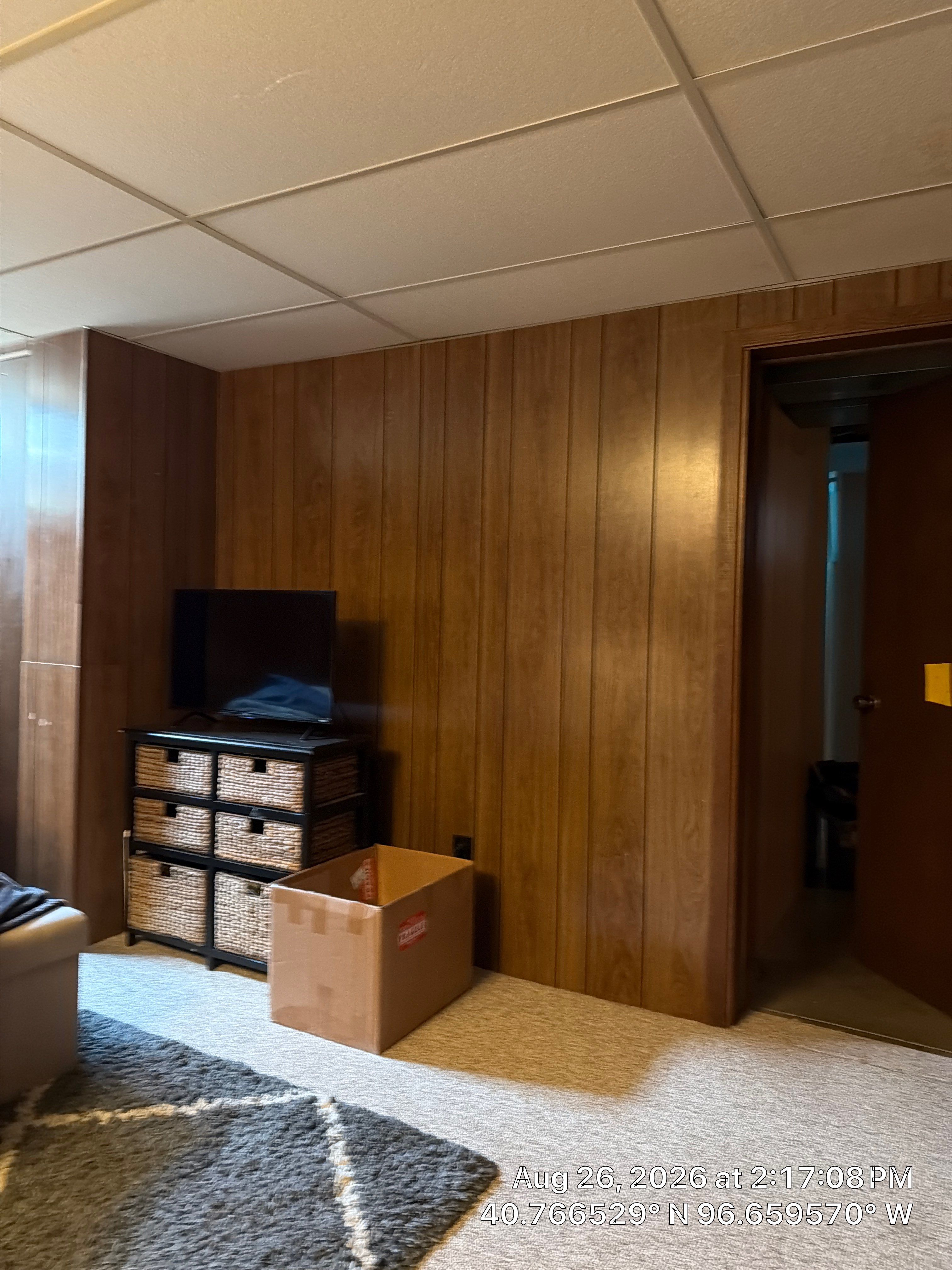 Basement Bedroom Interior Assessment and Ceiling Repair in Lincoln by CompanyCam Sales Demo