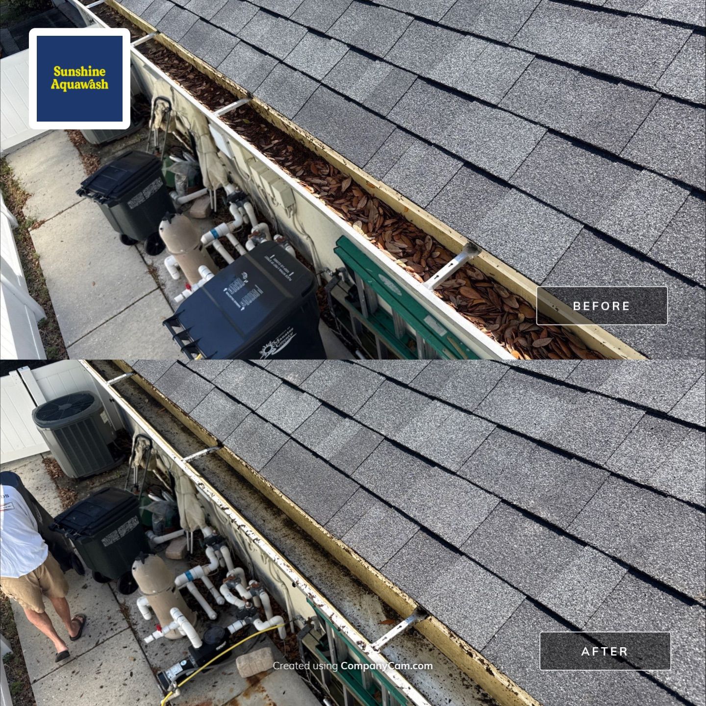 Gutter Clean-Out & Guard Maintenance – Debris & Pollen Buildup Removal by Sunshine AquaWash