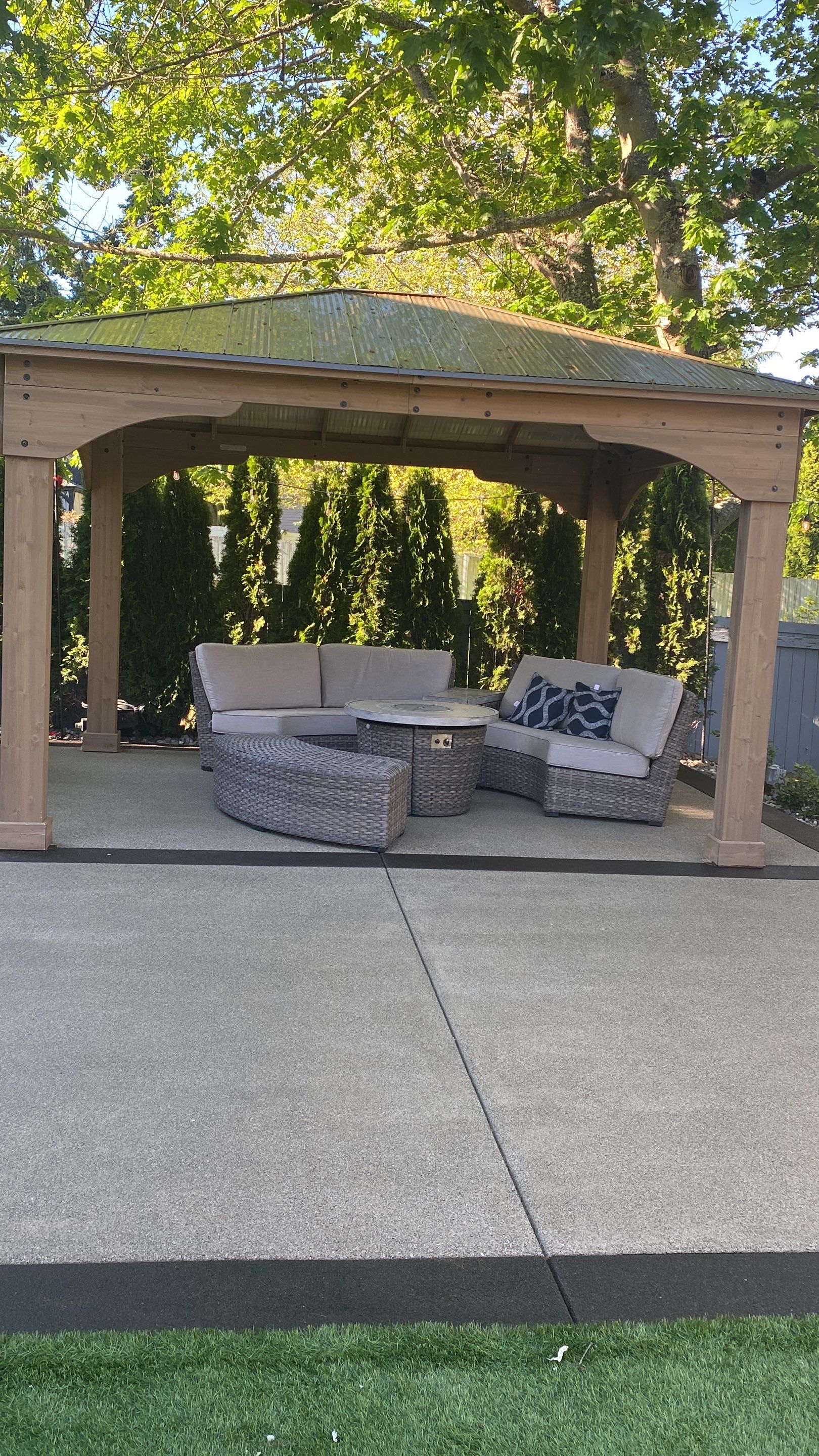 Patio Installation using Concrete, Retaining walls, and Turf install by Jireh Asphalt & Concrete Inc 