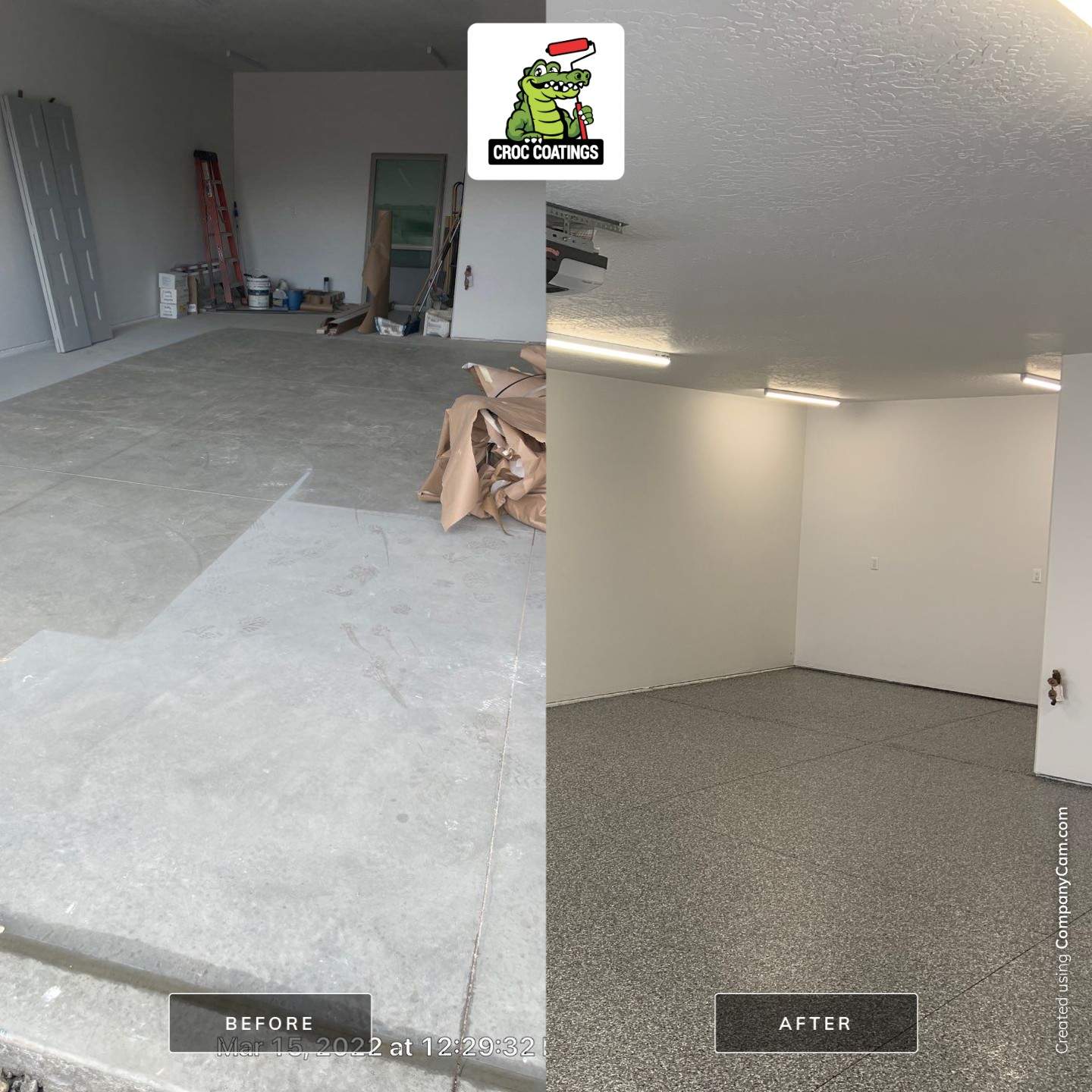 Garage Transformation using Smoke by Croc Coatings, LLC