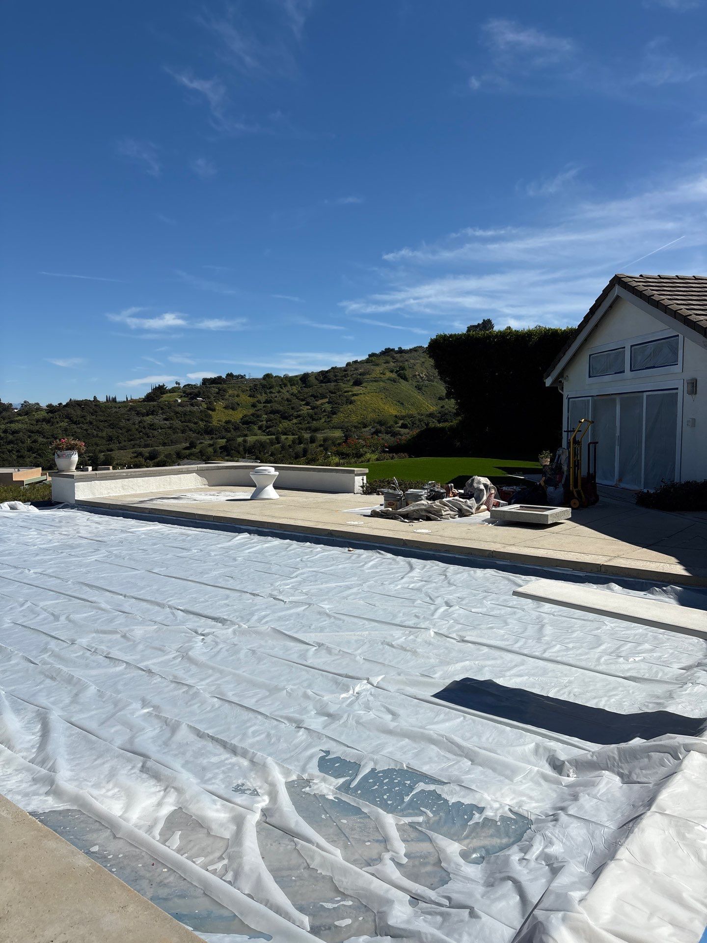 Sandblasting Concrete Back Patio In Calabasas, CA by La Power Washing Inc