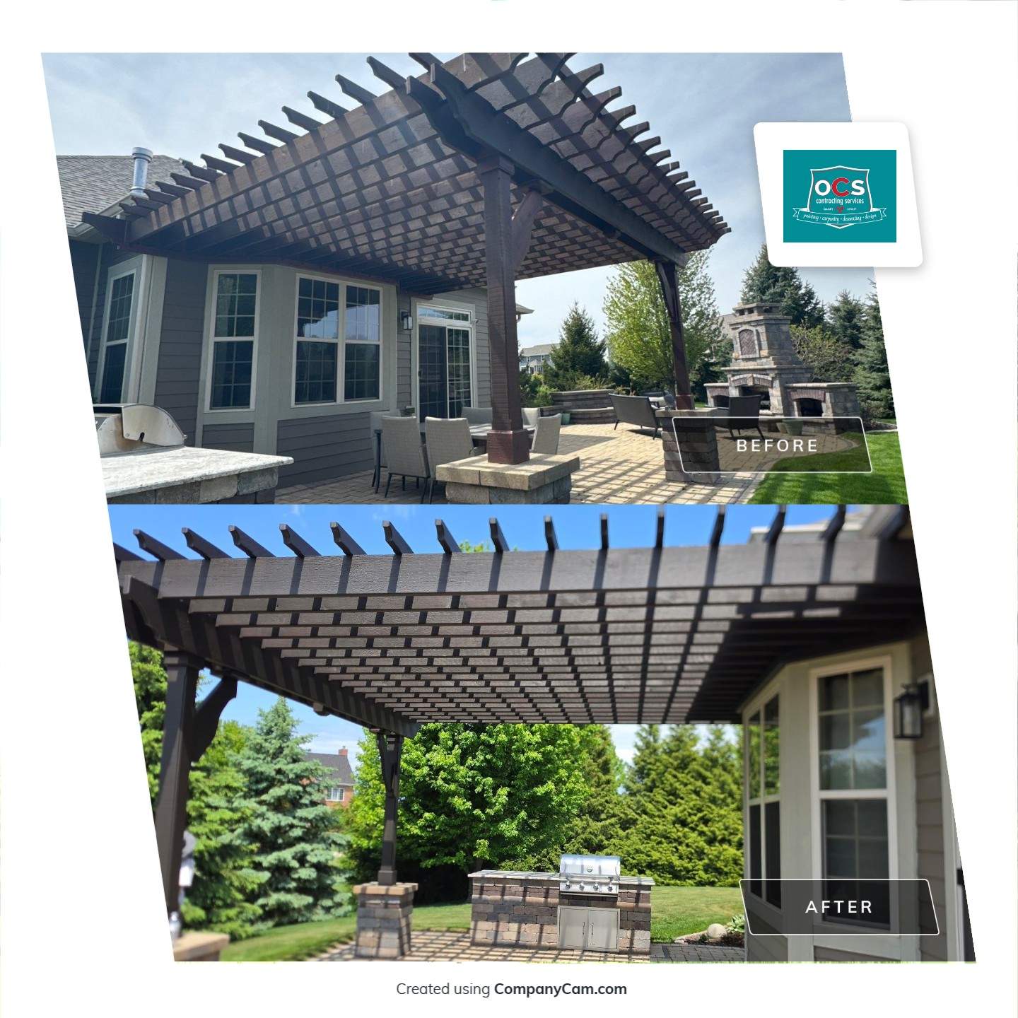 Custom Staining of Pergola in Oak Creek by OCS Contracting Services