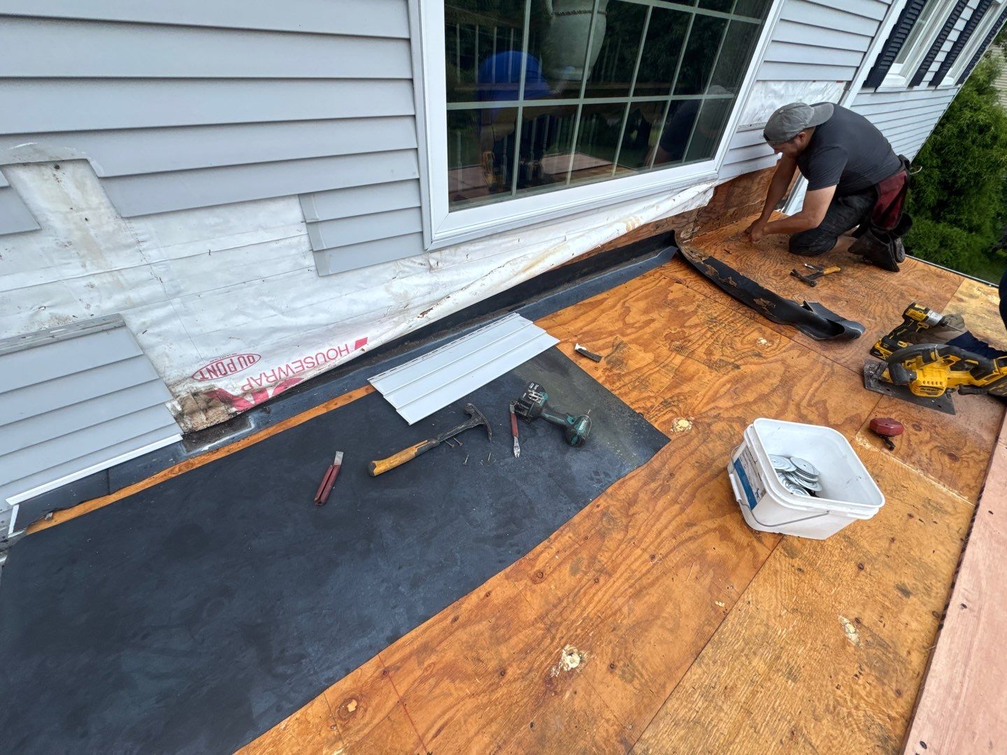 Railing replacement and new EPDM roof  by DiGiorgi Roofing and Siding Inc