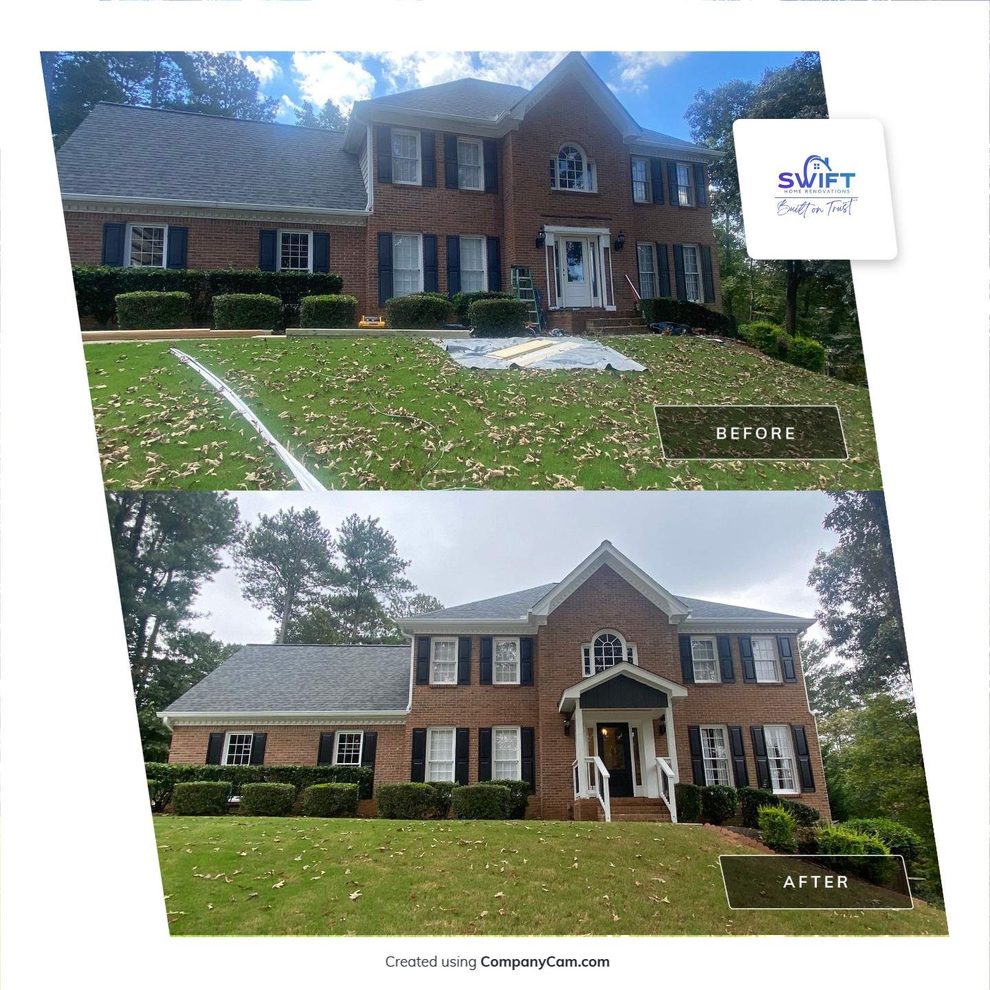Custom Portico Construction and Siding Replacement in Alpharetta by Swift Home Renovations