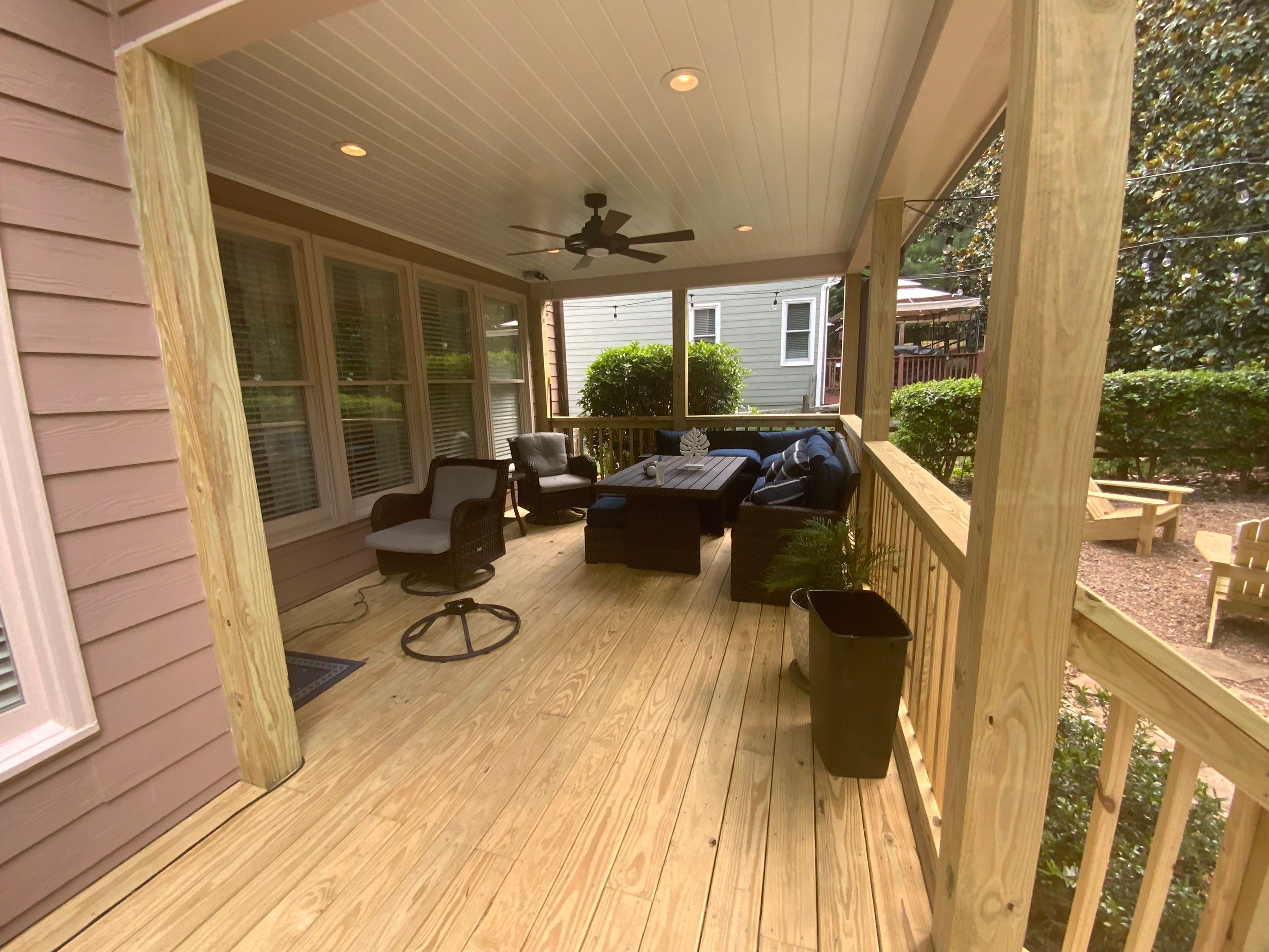 Custom Wooden Deck and Covered Porch Addition in Kennesaw by Swift Home Renovations
