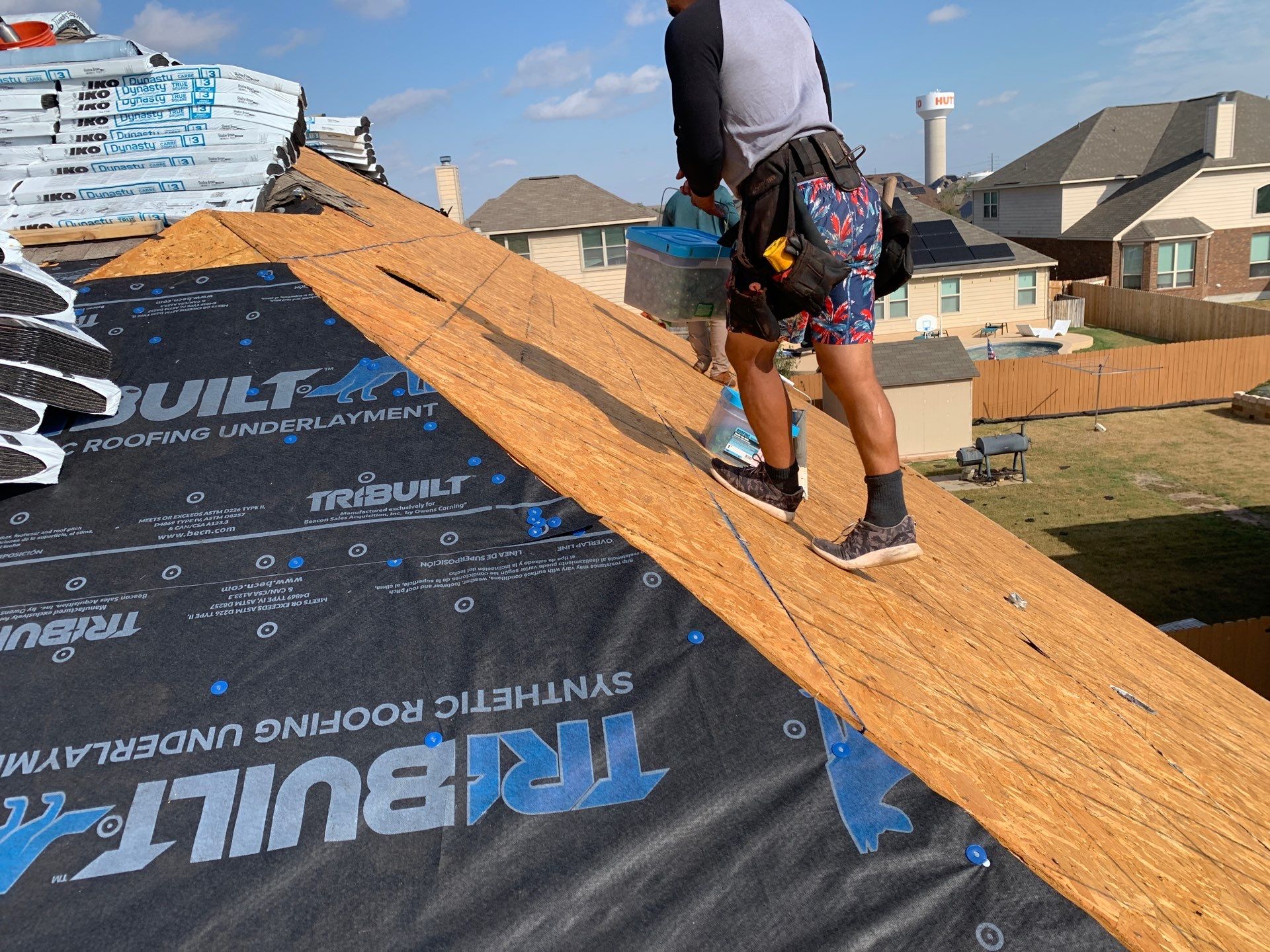 Hutto Residential Roofing Replacement with OSB Sheathing and Trim Repair by Caliber Restoration LLC