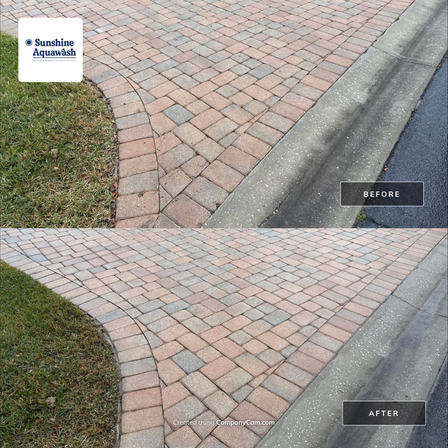 Oil & Tar Removal from Paver Driveway & Entryway by Sunshine AquaWash