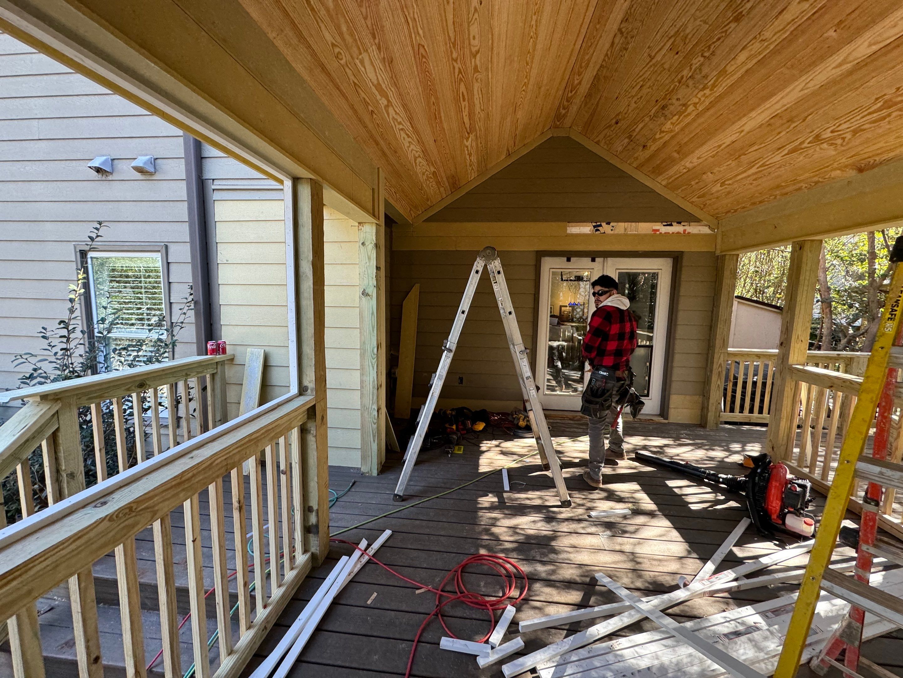 Custom Screened Porch Addition with Vaulted Wood Ceiling in Decatur by Swift Home Renovations
