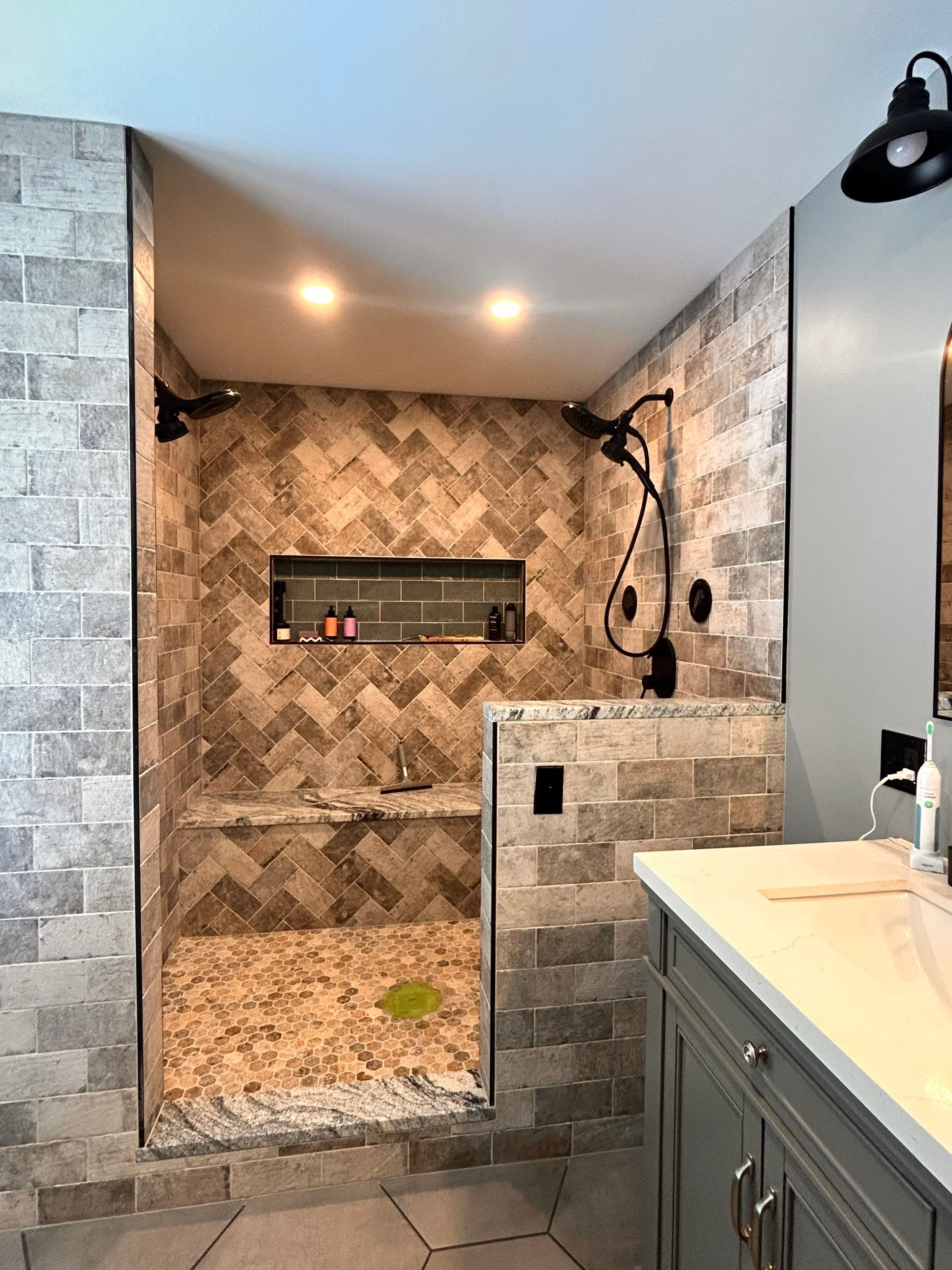 Bathroom Remodel using Tempered Shower Glass by Cheshire Glass Company