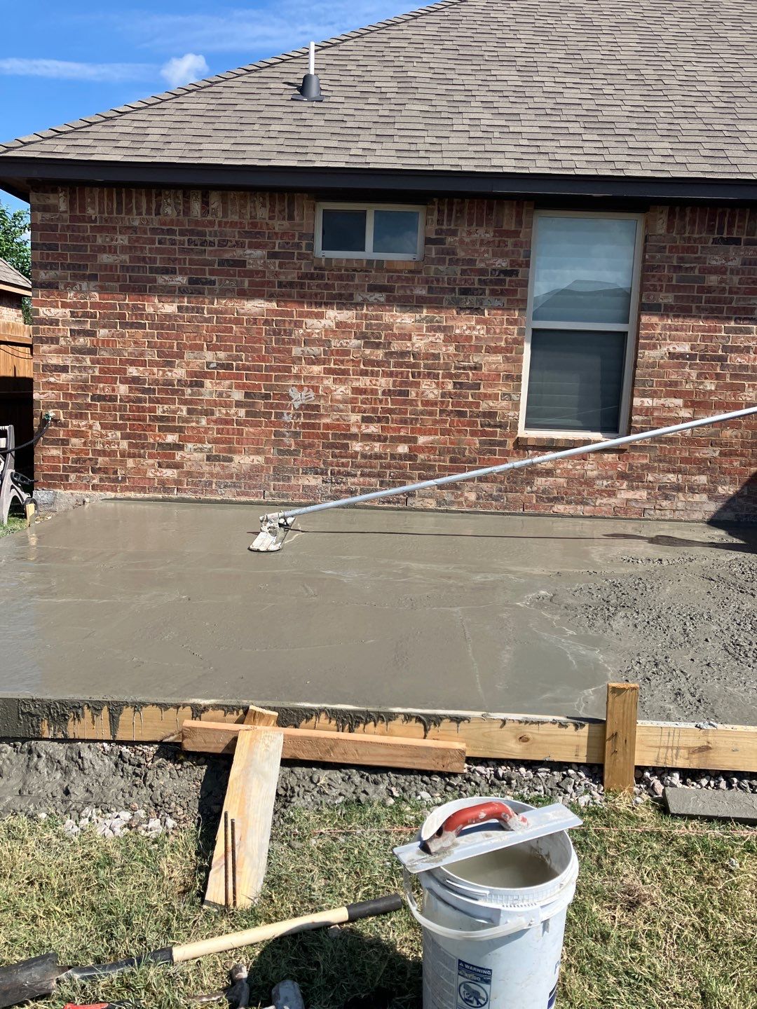 Concrete slab with Pergola by Clays Services Inc