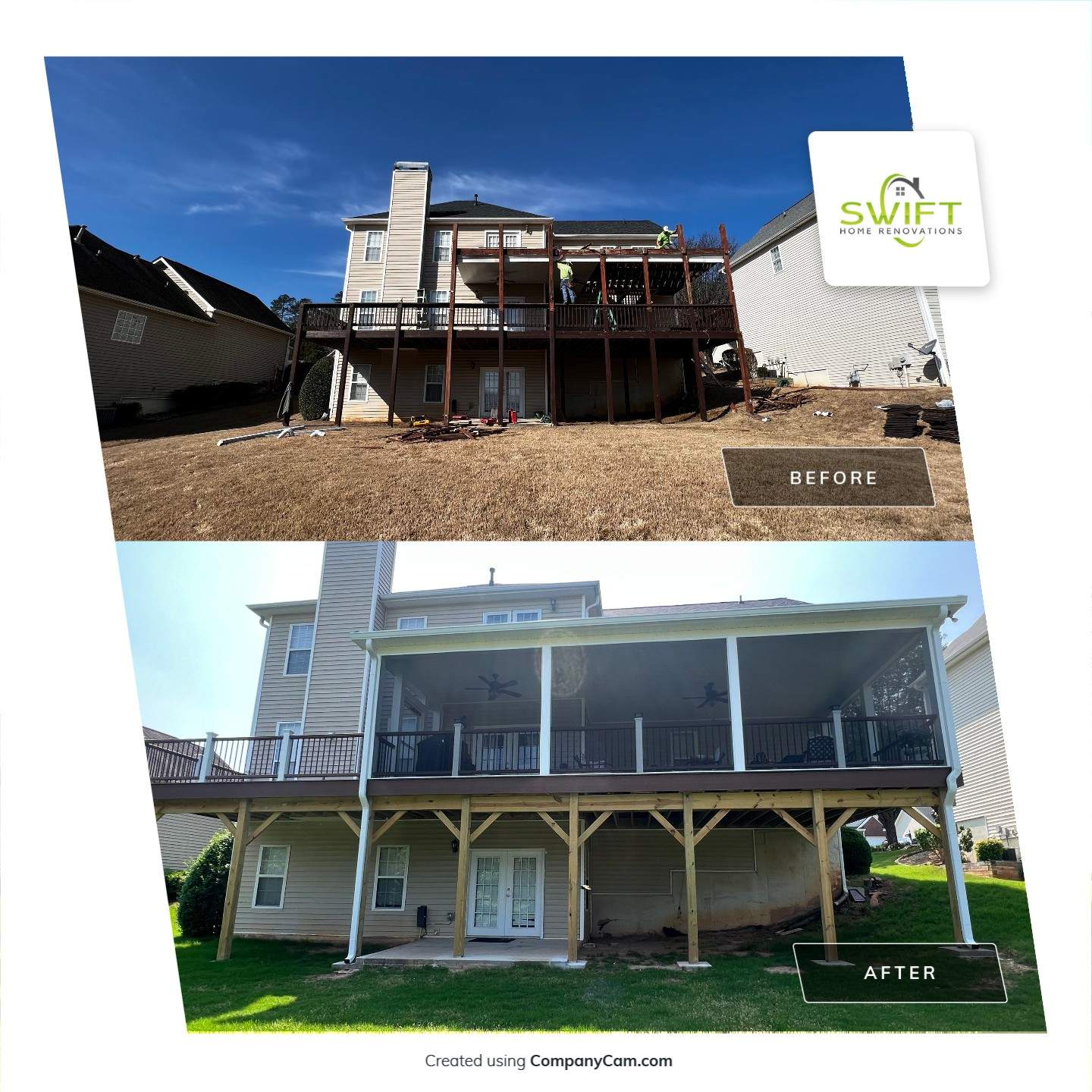 Elevated Screened-In Porch and Deck Construction in Mableton by Swift Home Renovations