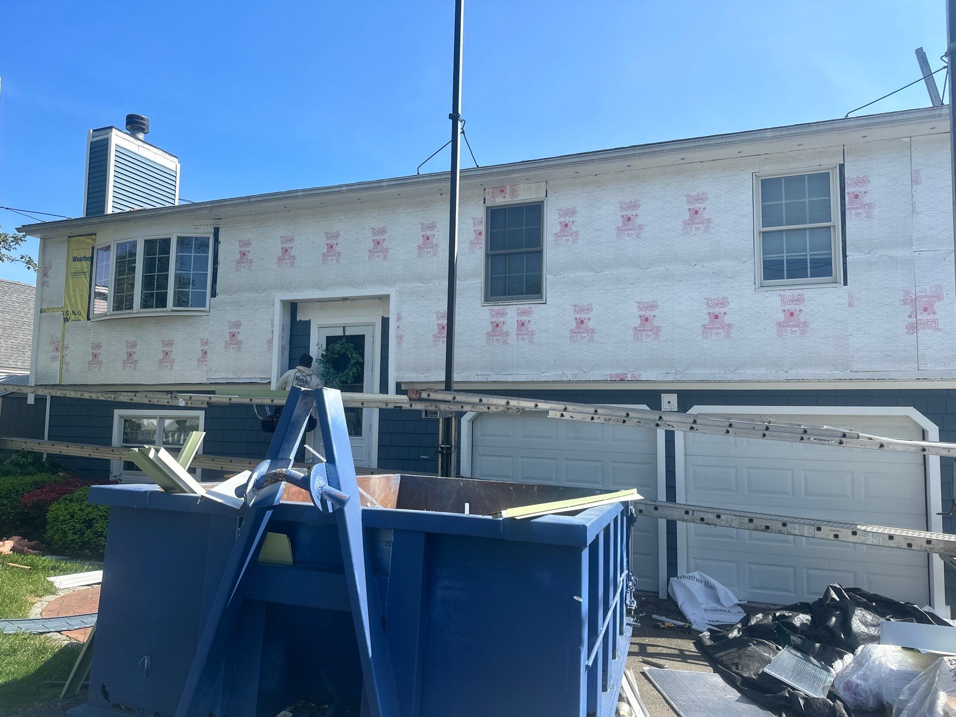 Siding Installation using Certainteed Cedar Impressions Straight Edge Perfection Shingles - D7 - Pacific Blue by A Plus Exterior