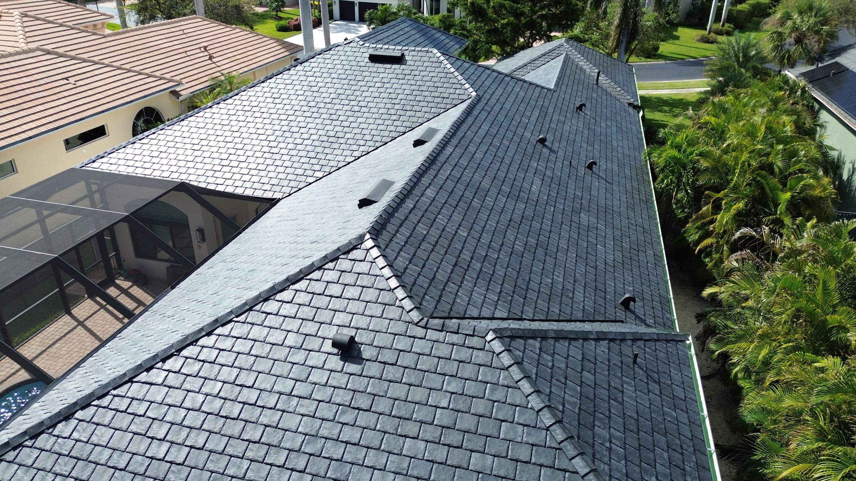 Residential Roofing Installation using Brava Slate Tile in Estero, Florida by International Roofing