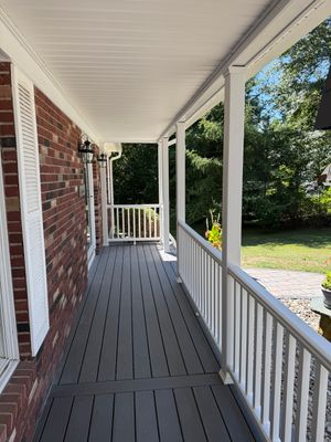 Replacement of front and back decks using Trex Lineage Island mist and Trex Lineage Rainier