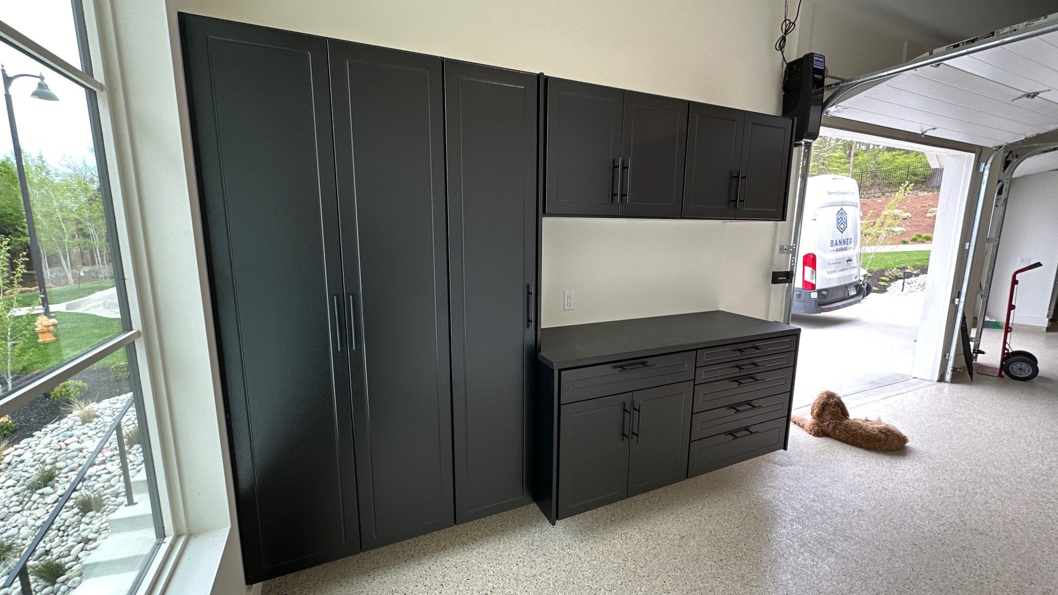 Jed W. went with Black powder coat on his cabinets.  by Banner Garage