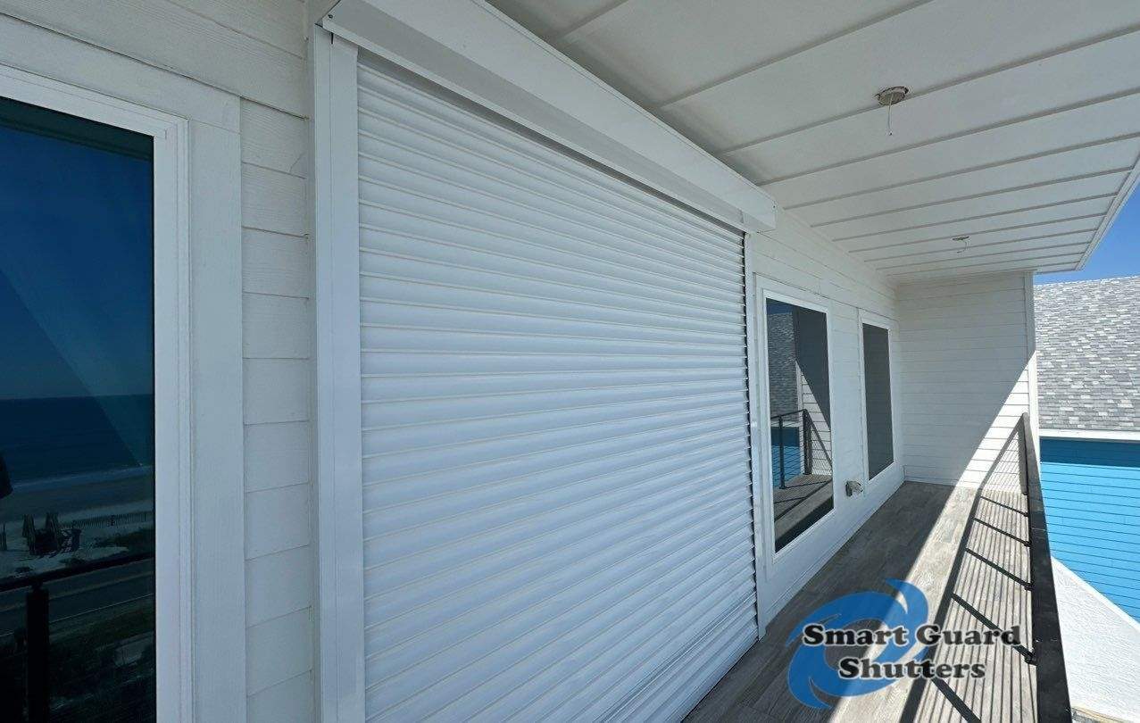 UltraShield Hurricane Screen in White/Black, Rolling Shutter in White by Smart Guard Shutters