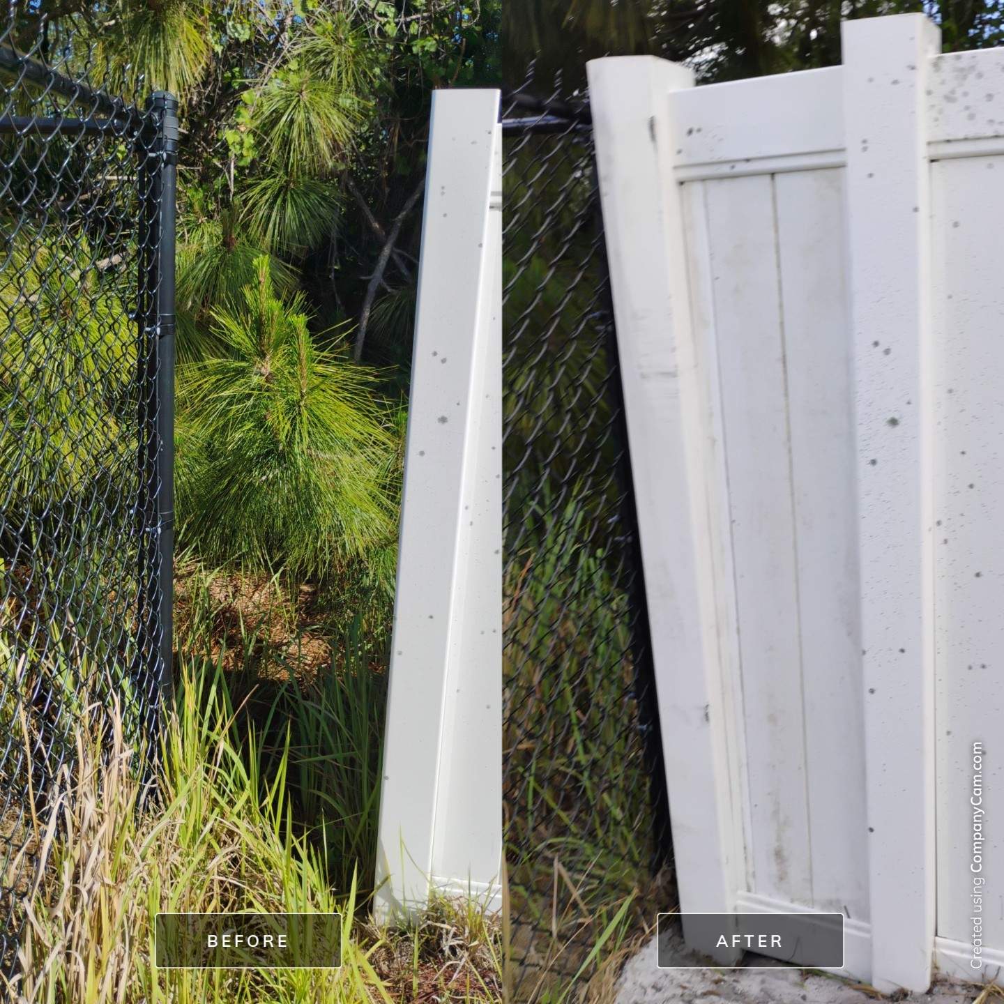 Black Chain Link and Vinyl Privacy Fence Installation in North Port by True Fence LLC