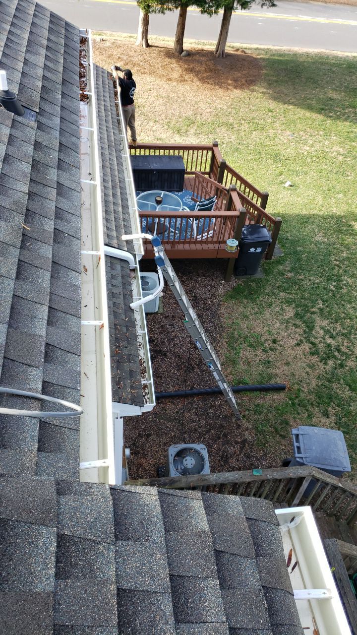 Gutter Cleaning using water by Power Wash Masters LLC