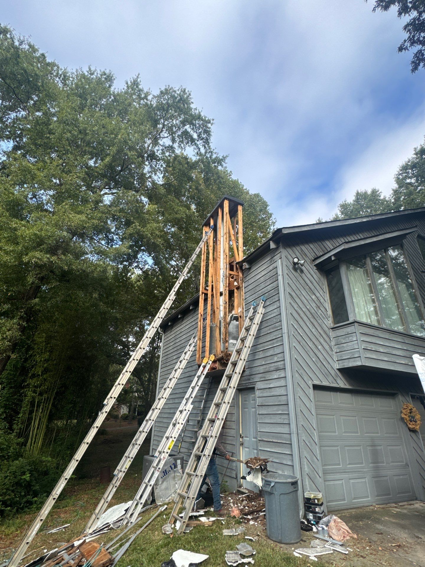 Chimney Chase Siding Replacement and Exterior Painting in Cartersville by Swift Home Renovations 