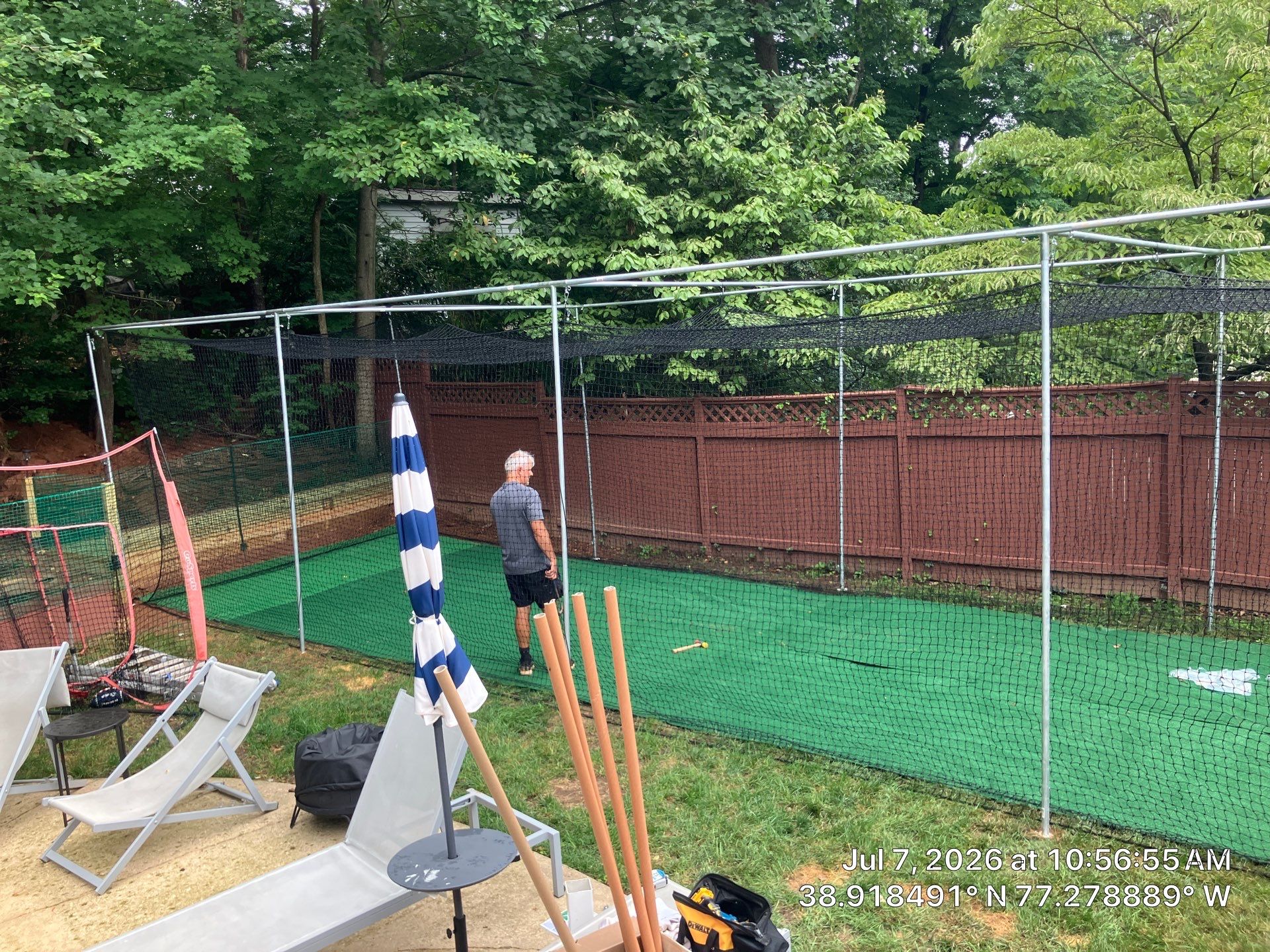 Custom Backyard Batting Cage Installation with Turf in Vienna by Contracting Bros Llc