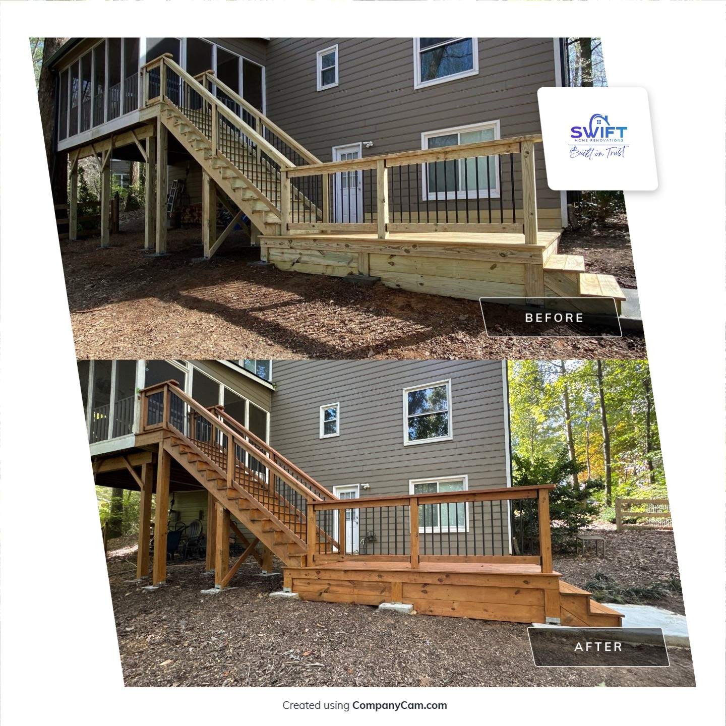 Multi-Level Deck Construction and Wood Staining in Kennesaw by Swift Home Renovations 