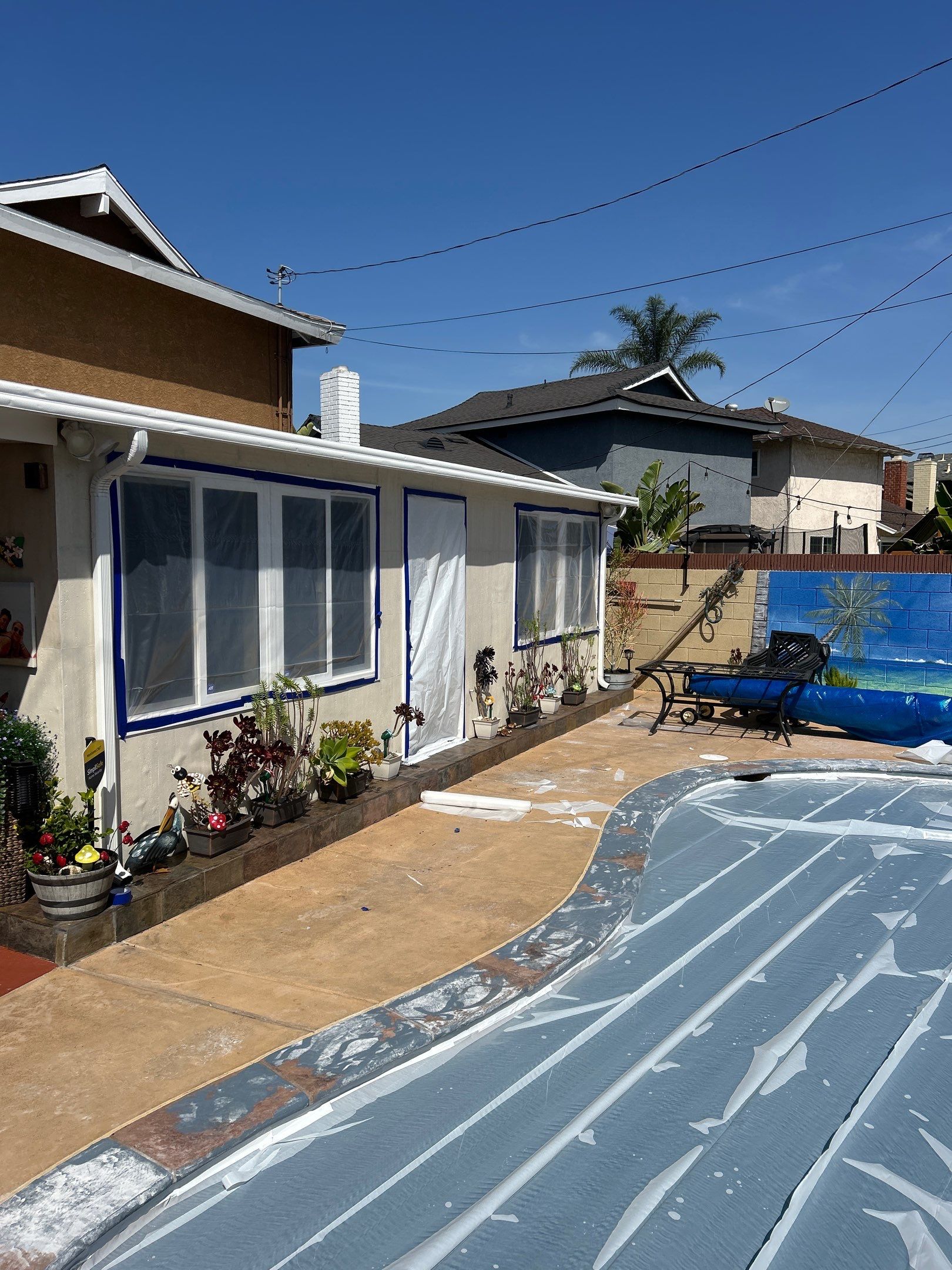 Sandblast & Staining Pool Deck by La Power Washing Inc