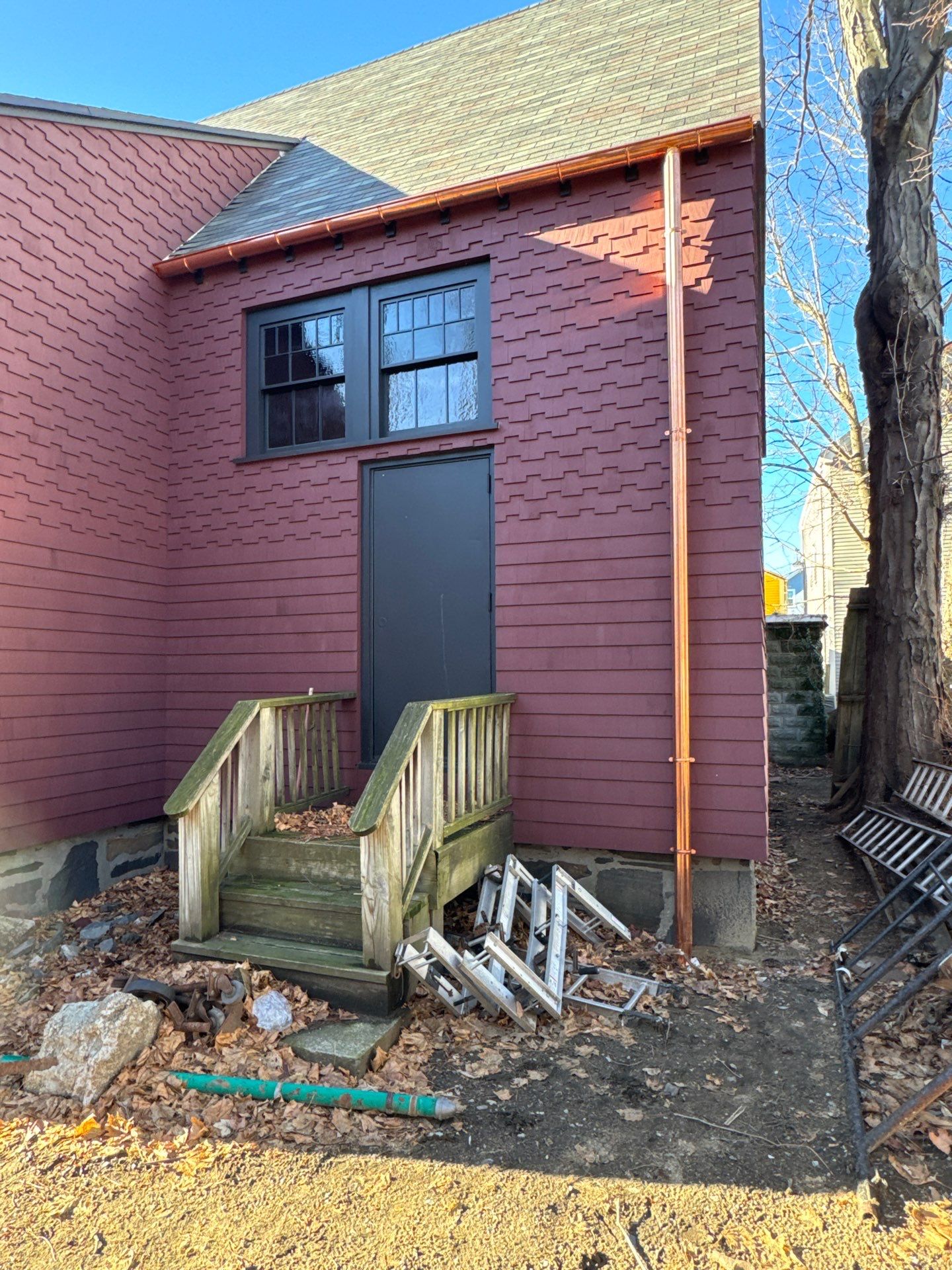 Gutter Installation using 6" Half Round Copper Gutter in Cambridge by Gutter Pro Enterprises