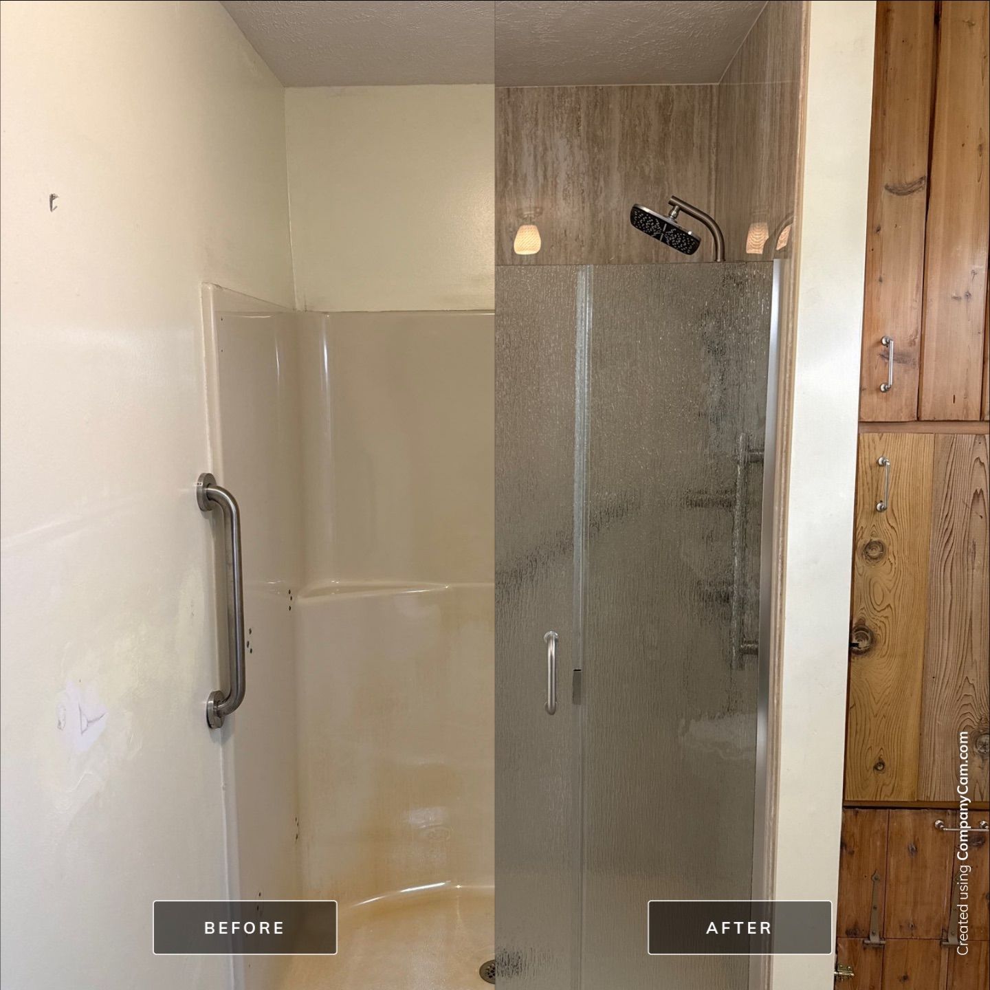 Modern Jacuzzi Walk-In Shower Remodel with Glass Doors in Cedar by Rainbow Seamless Systems
