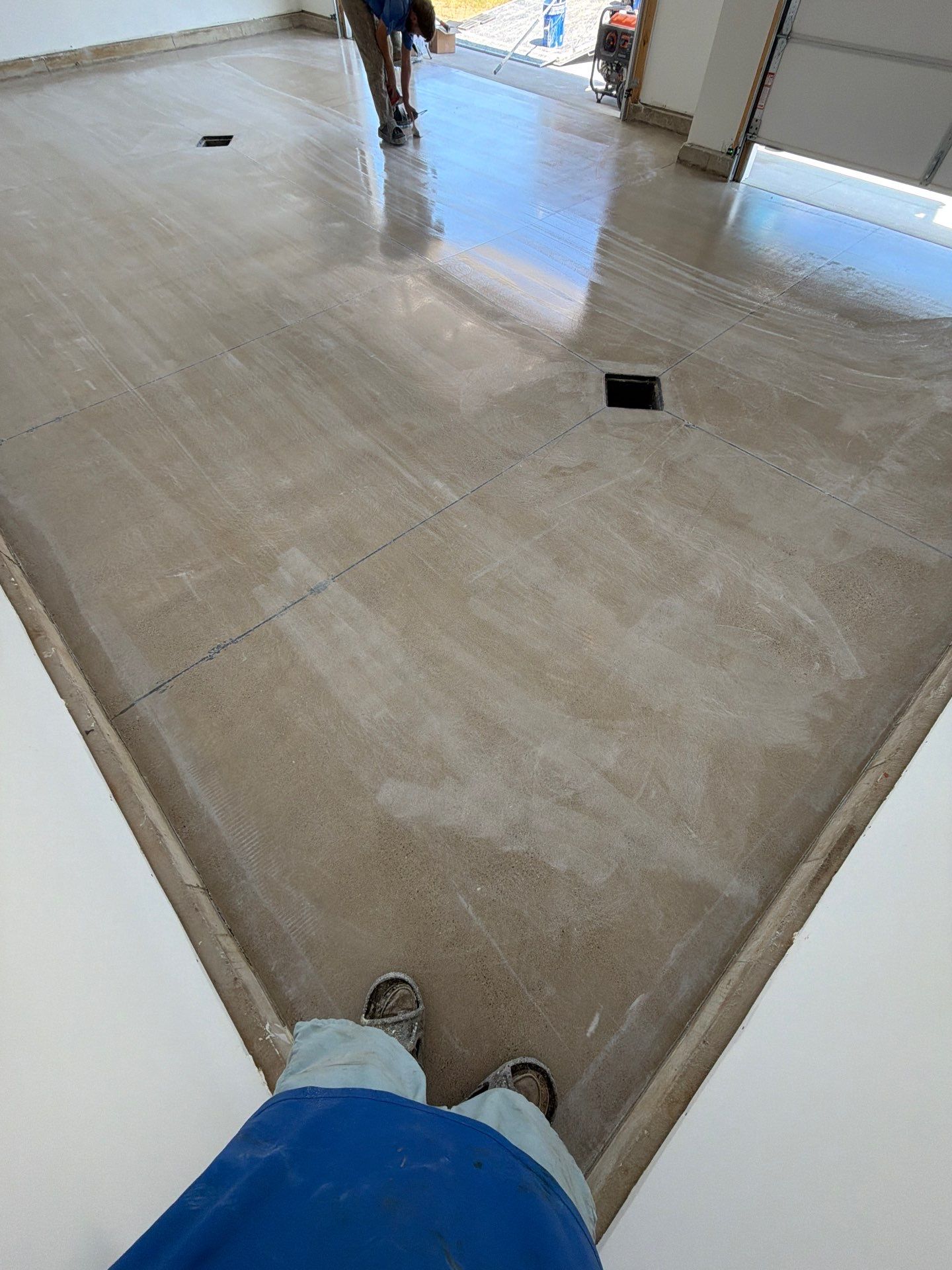 Custom Grey Epoxy Flake Garage Floor Coating in Holland by Gordon Painting