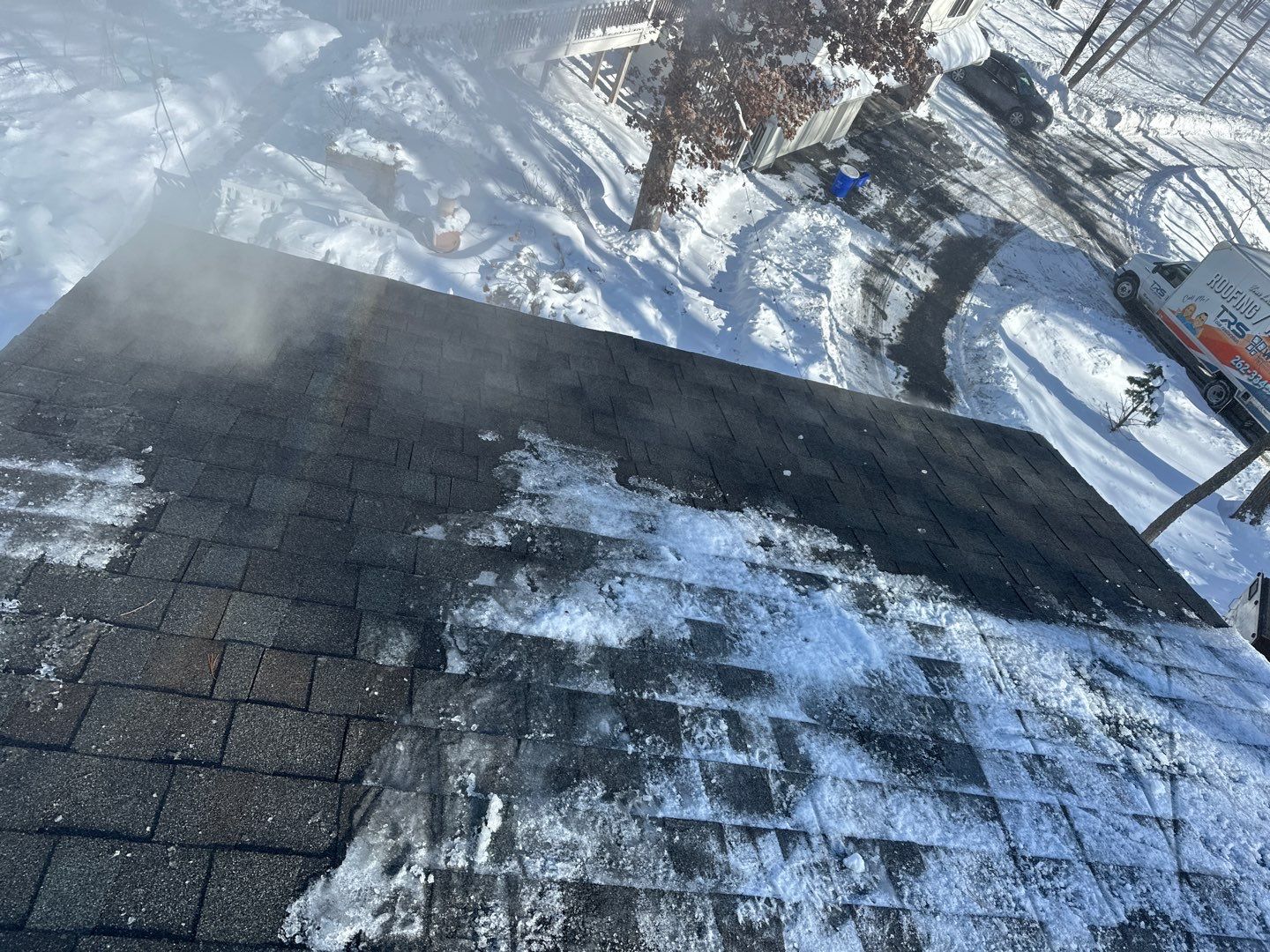 Roof Snow And Ice Dam Removal using Steamer by Stendahl Services