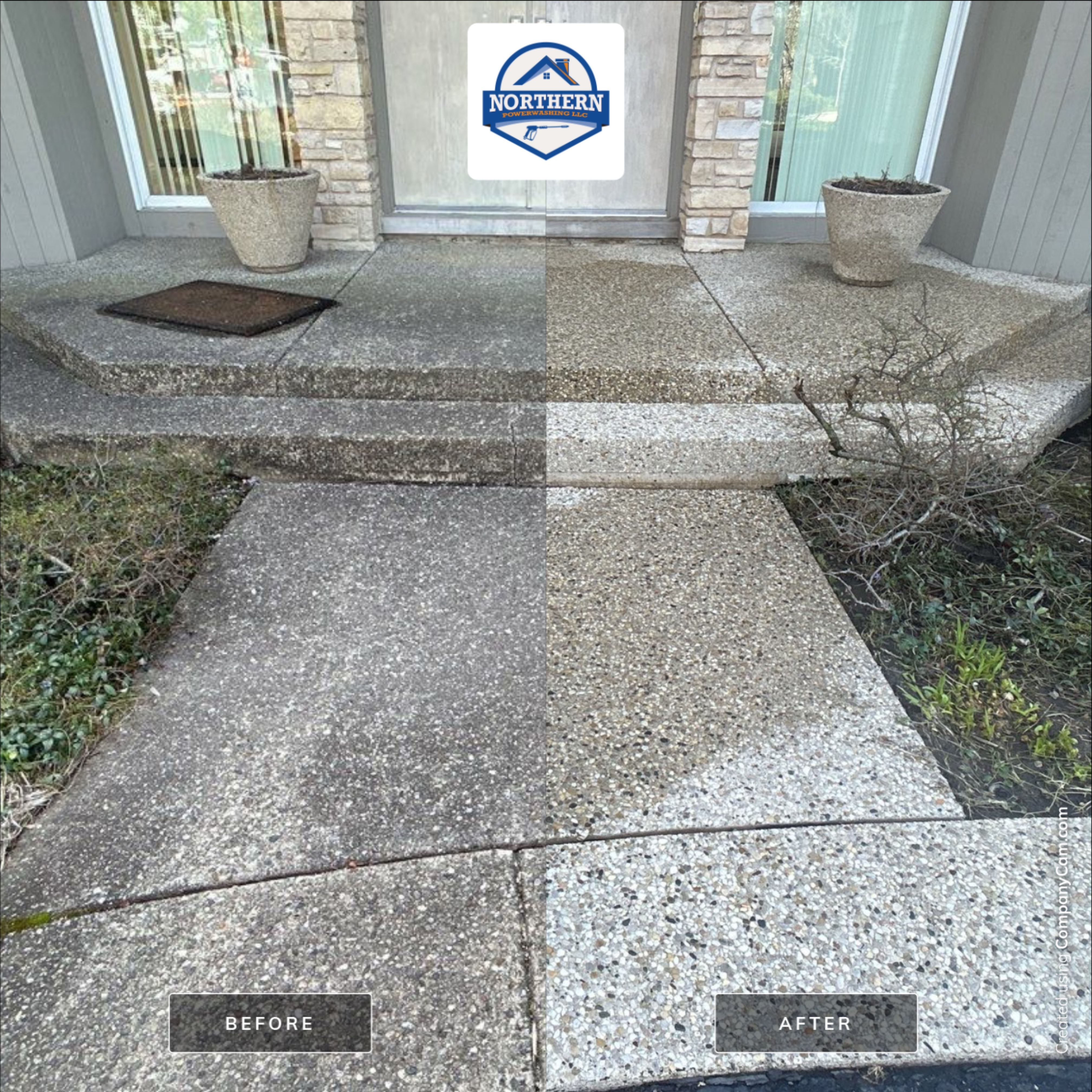Aggregate Clean and seal using low gloss sealer by Northern Power Washing LLC.