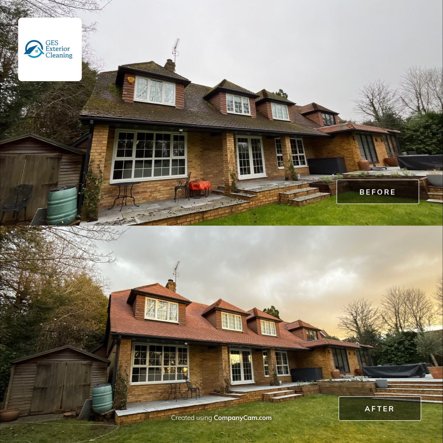 Roof Clean  - Moss Removal - Gutter Clean using Honda 15lpm Low Pressure Washing Machine by Ges Exterior Cleaning ltd