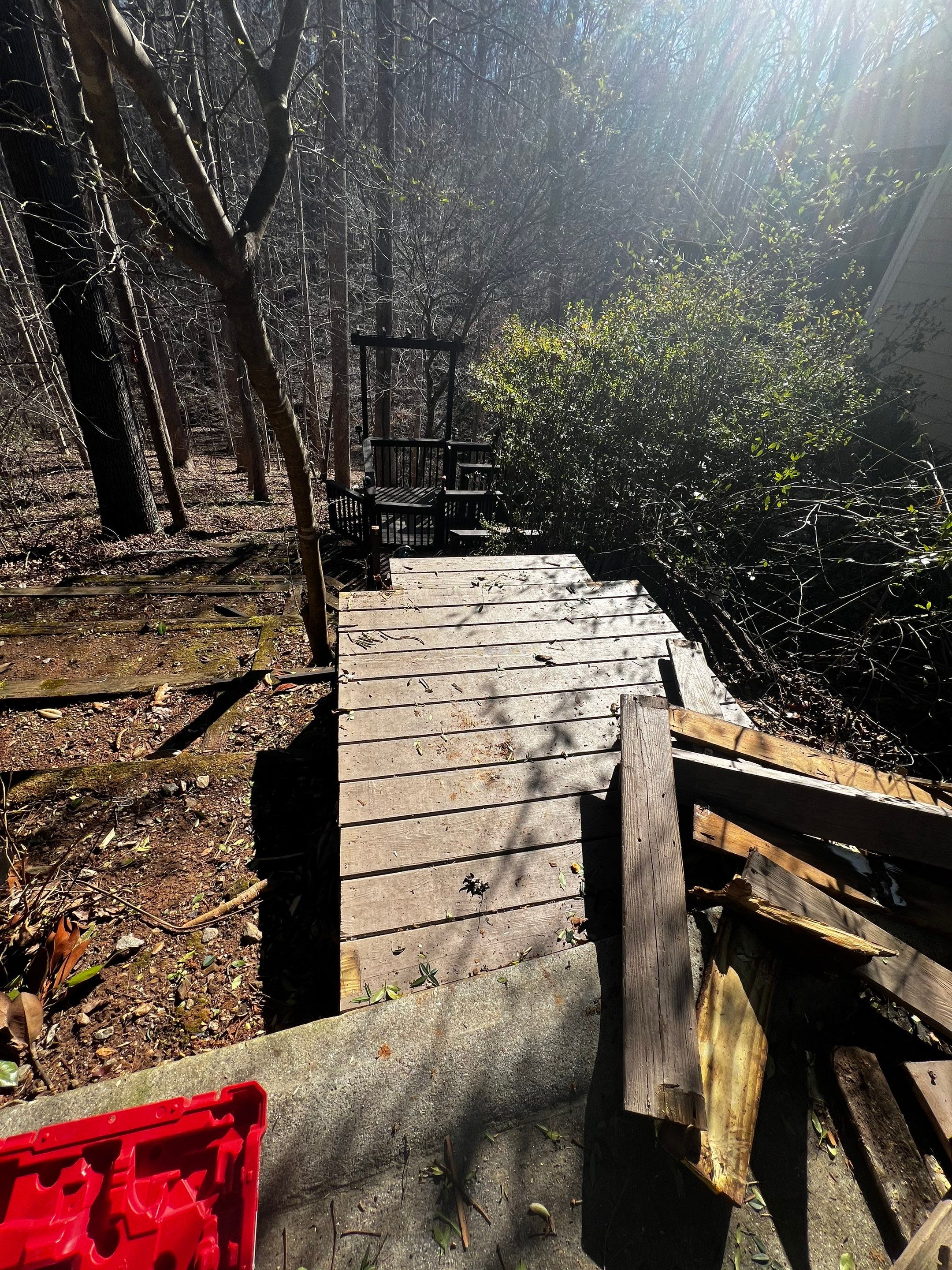 Custom Wooden Hillside Stairway Replacement with Pergola Landing in Canton by Swift Home Renovations