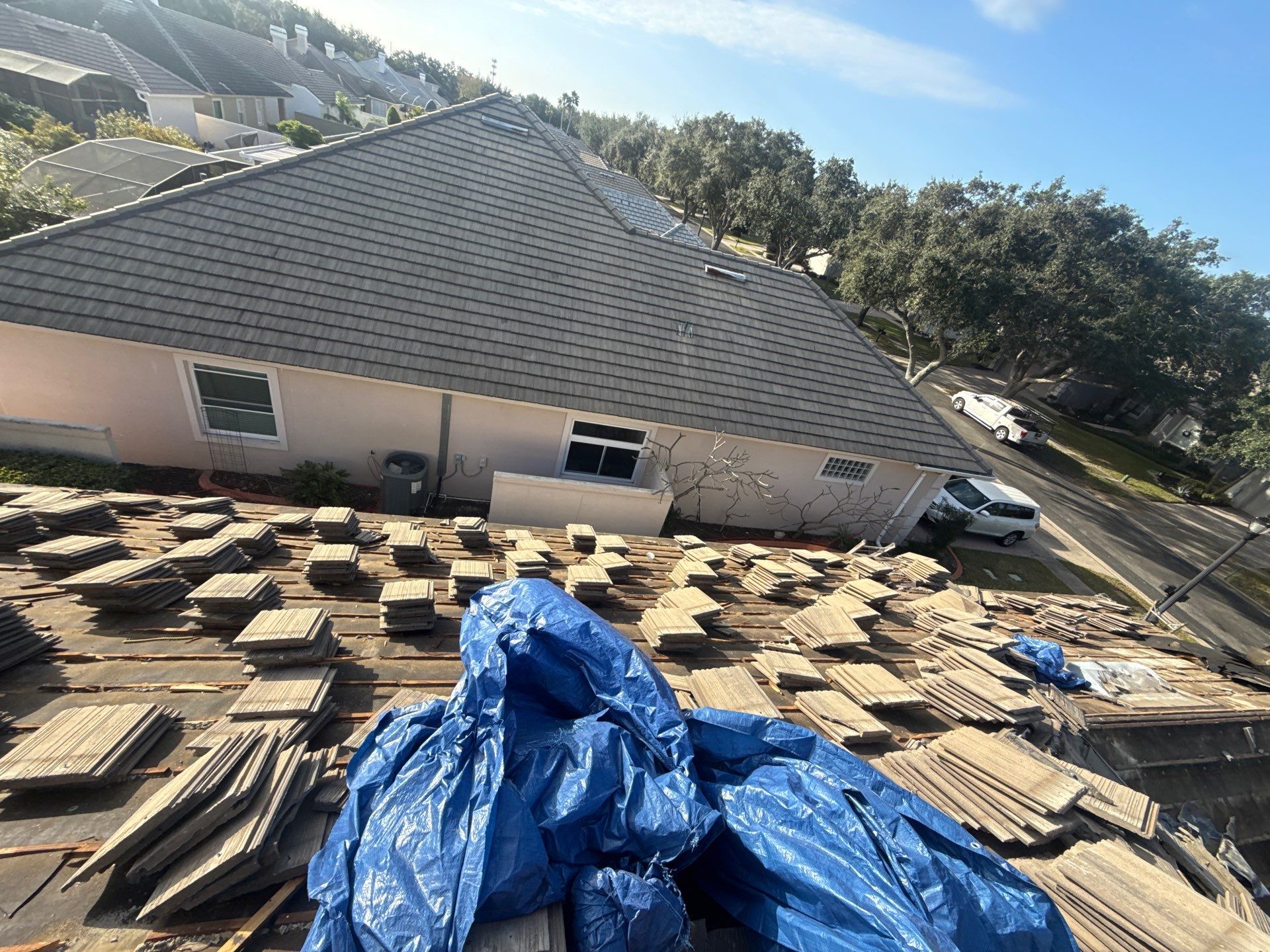 Orlando Tile Roof Replacement with Crown Windsor Shake Silverado Tiles by Fortified Roofing Solutions Corp.