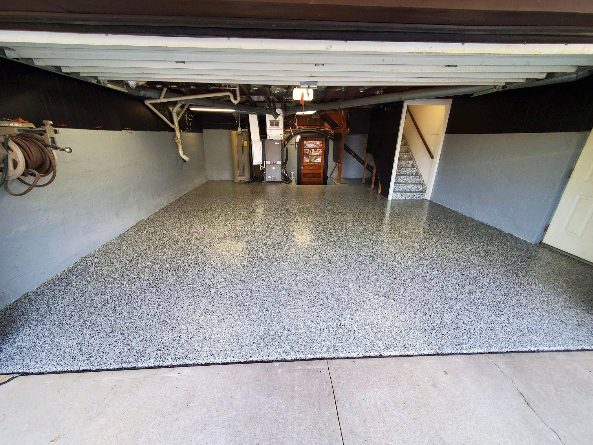 Garage Floor with Stairs using Domino by Your1DayFloor.com