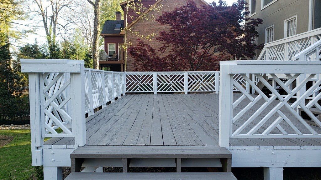 Exterior Deck Refinishing and Lattice Railing Painting in Alpharetta by Swift Home Renovations 