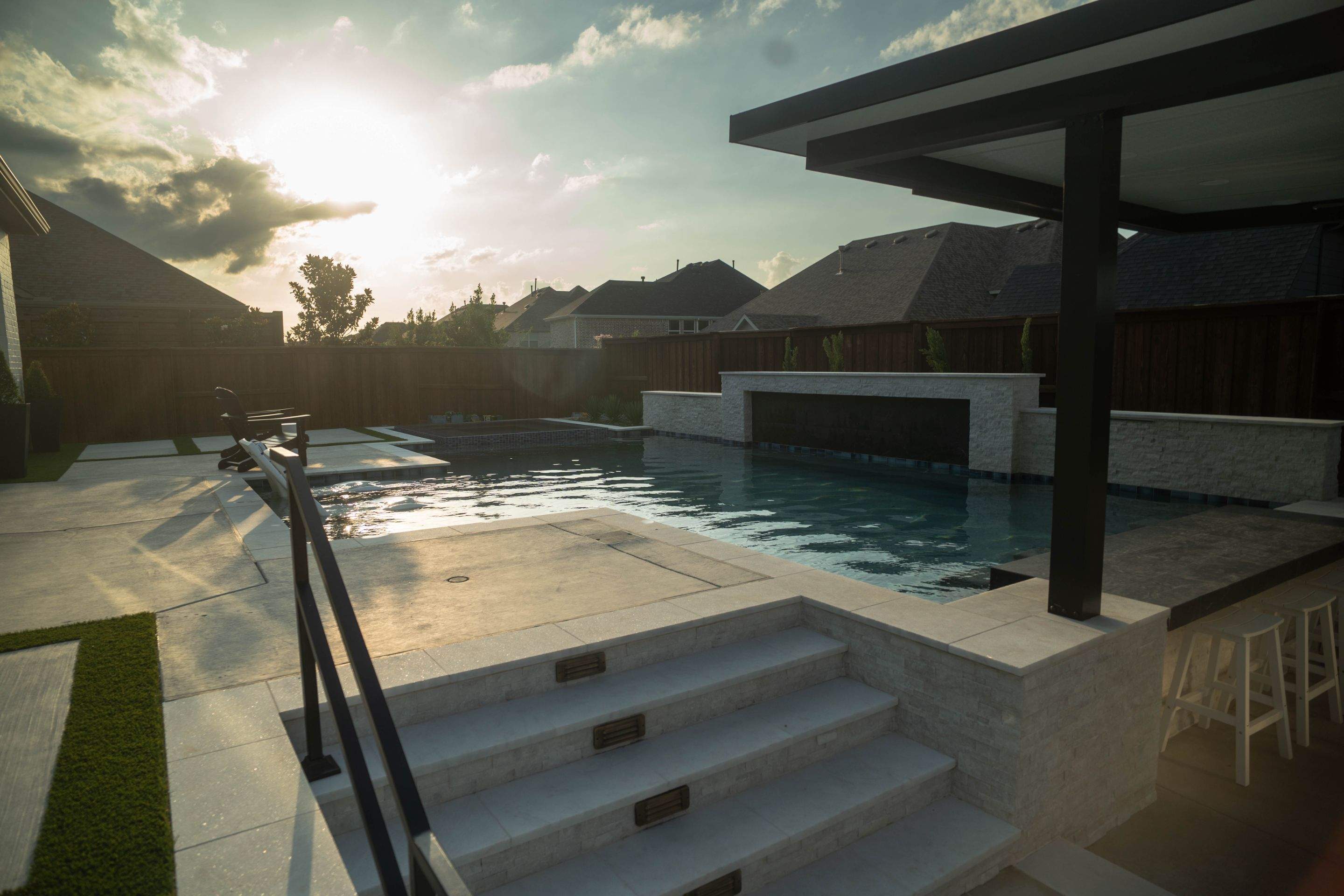 Jumbo Pool, Spa, and Sunken BBQ and Fire Pit by Pinnacle Pools and Spas - DFW