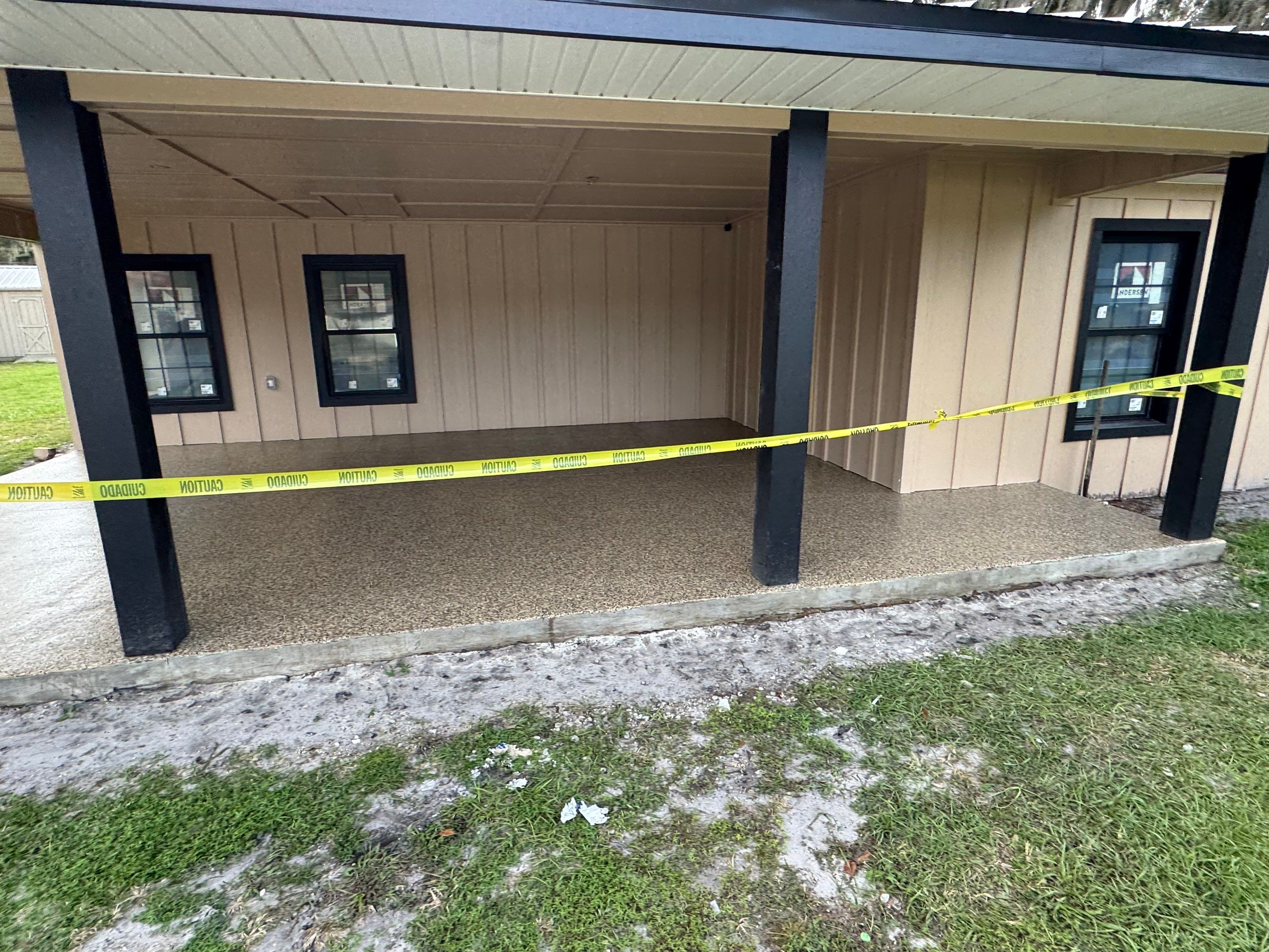 Carport in Hawthorne, FLin Aztec Beige by Cross Creek Concrete Coatings
