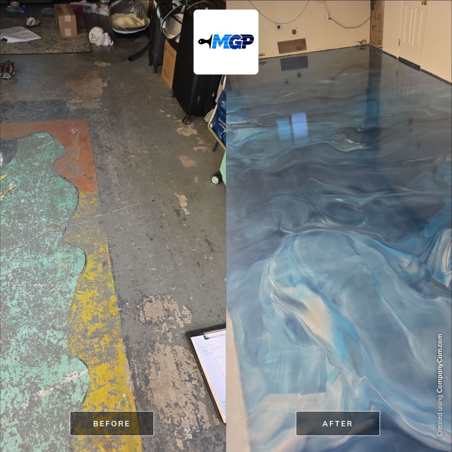 Custom Blue Metallic Epoxy Floor Coating for Atascadero Garage by MGP Coatings