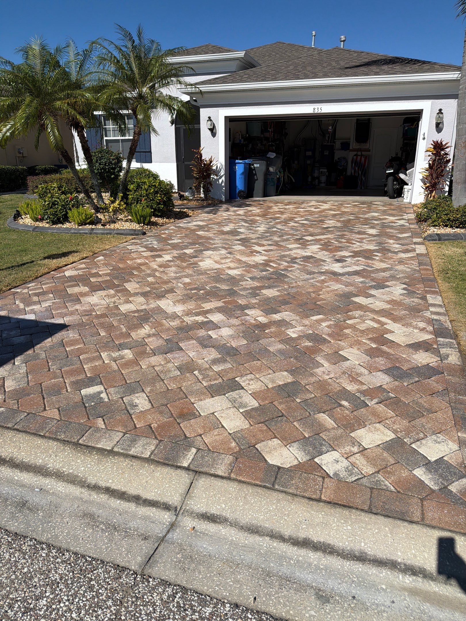 Herringbone Paver Driveway Repair, Stripping and Sealing in Sun City Center by Supreme Paver Experts