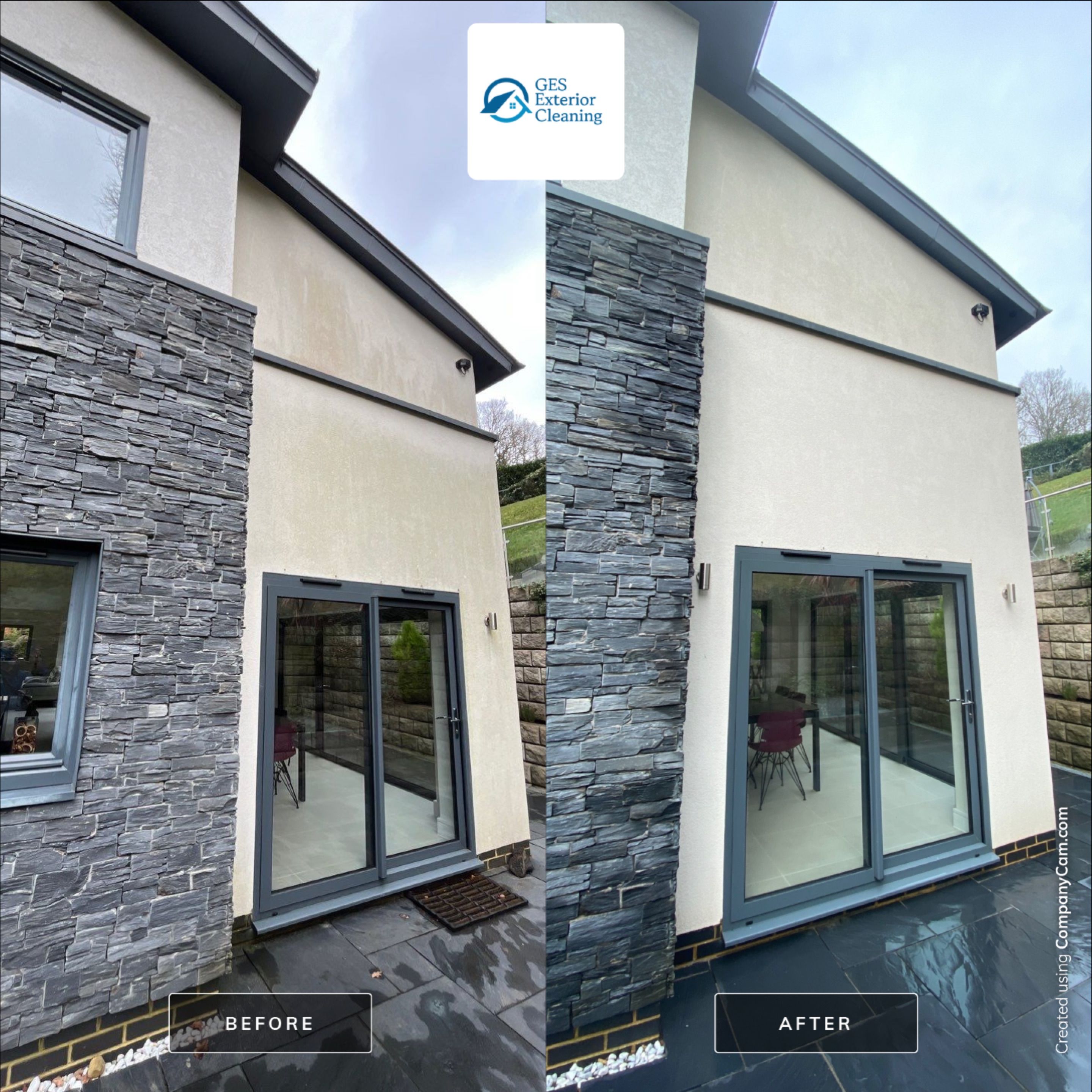 Render and patio clean using Honda 15lpm Low Pressure Washing Machine by Ges Exterior Cleaning ltd