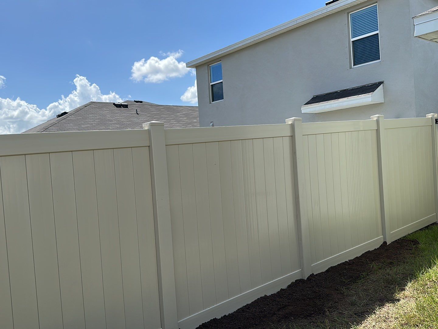 Vinyl Fence Installation using Tan Vinyl Privacy Fence by Asap fence and gates, LLC