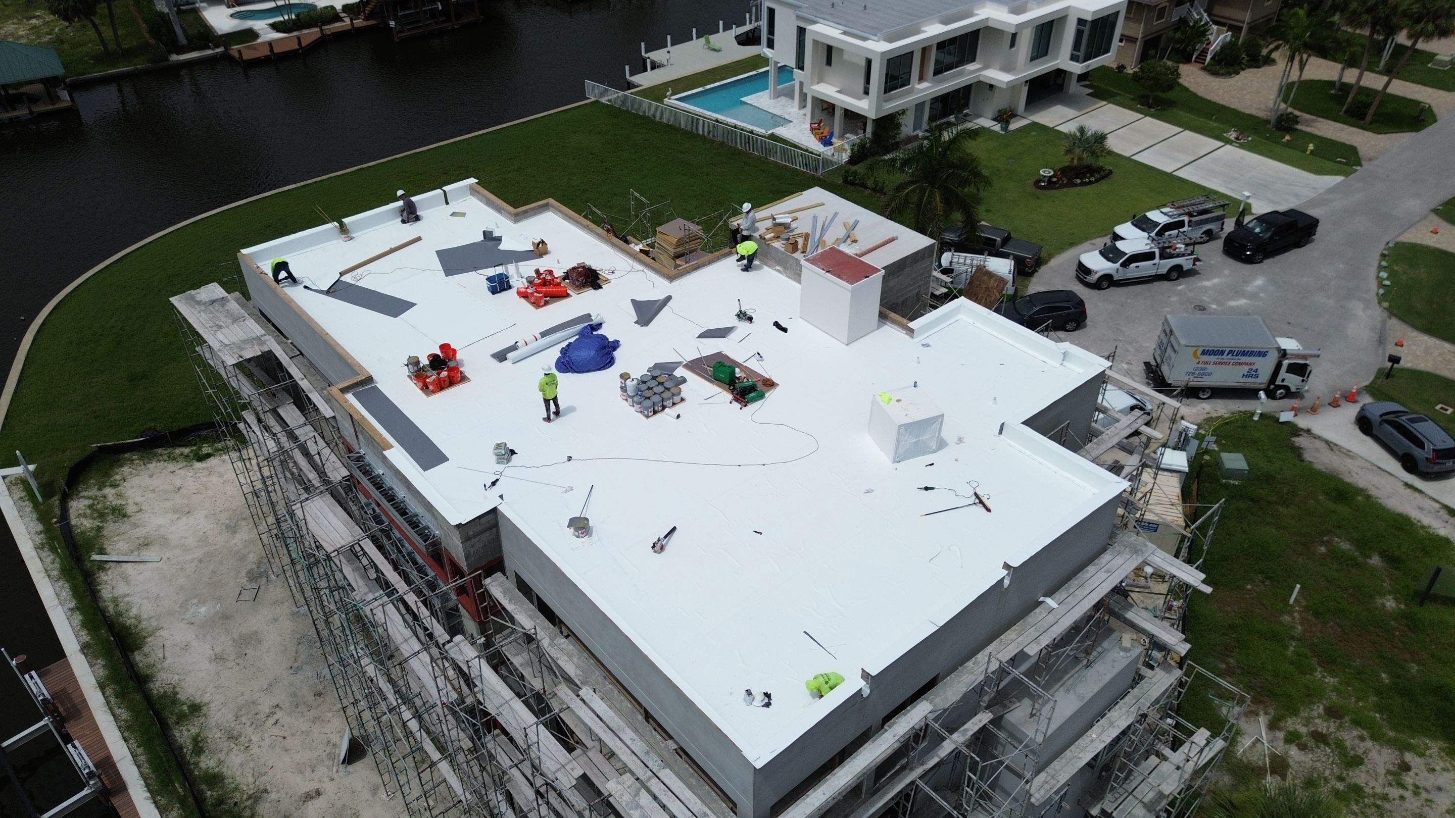 Residential Install of Flat TPO by International Roofing