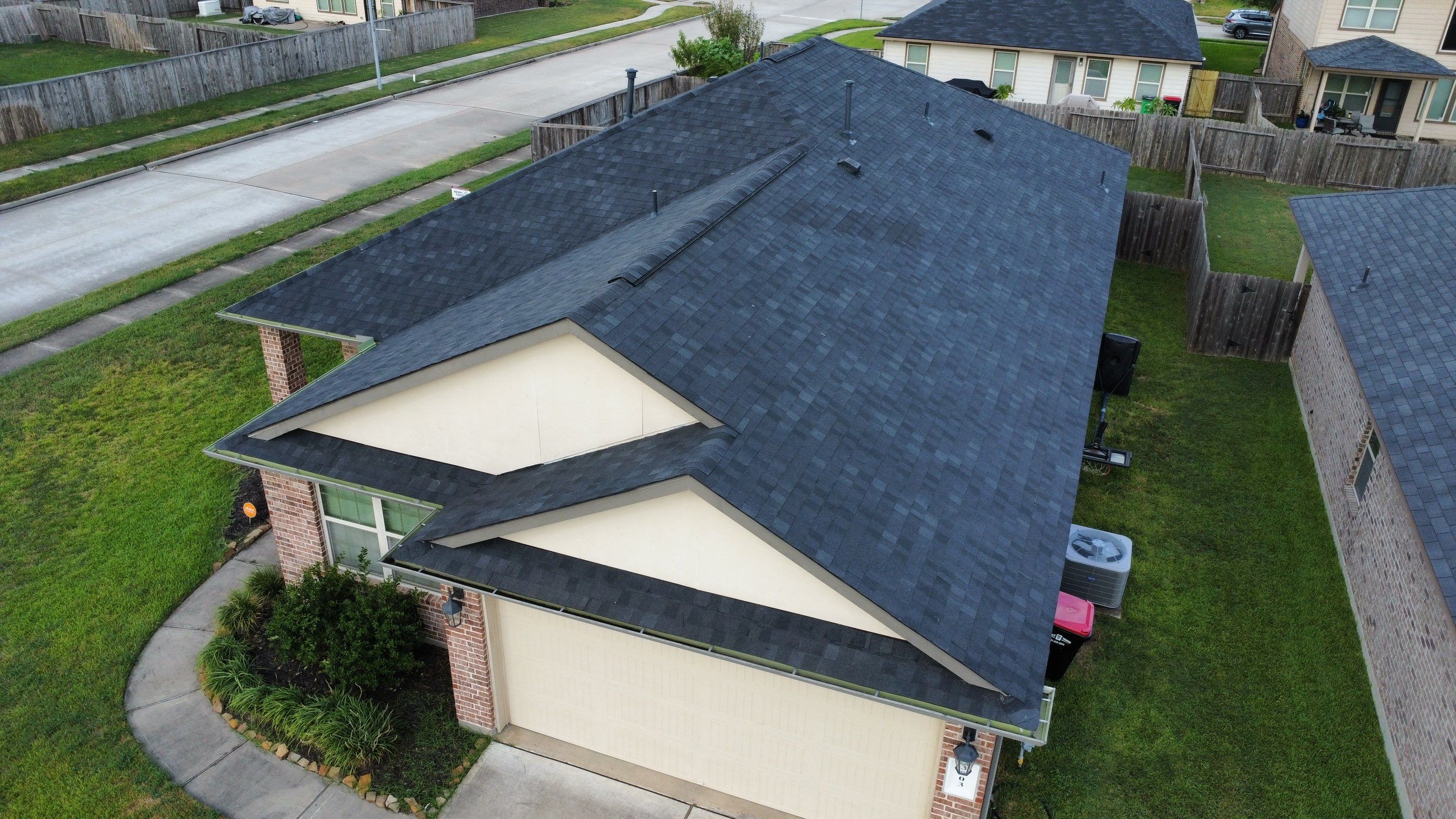 Reroof after Hurricane Beryl by Berry Good Roofing 