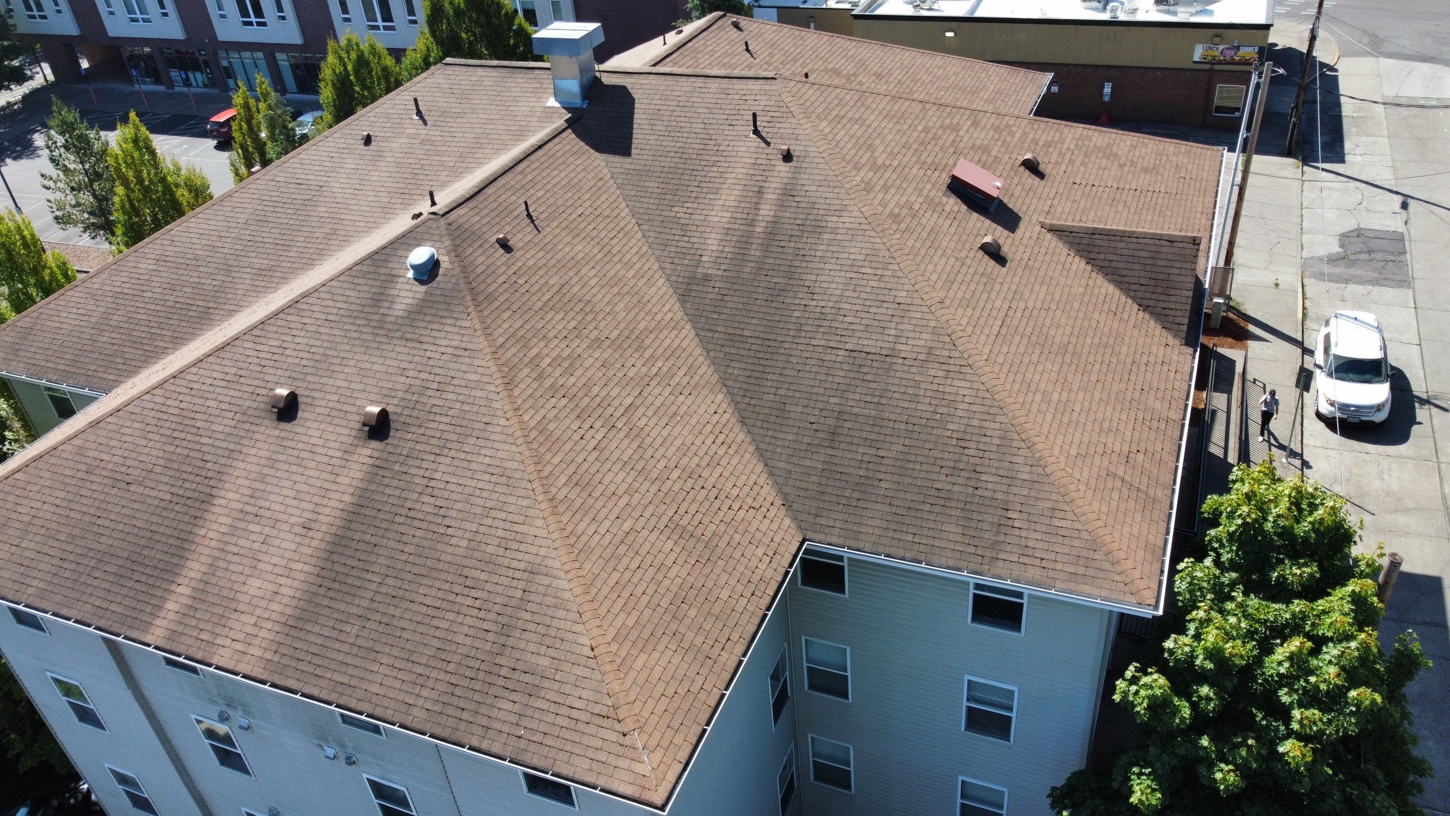 Commercial Roofing Installation using IKO Dynasty (Color: Biscayne) by Orezona Building & Roofing Company, Inc.