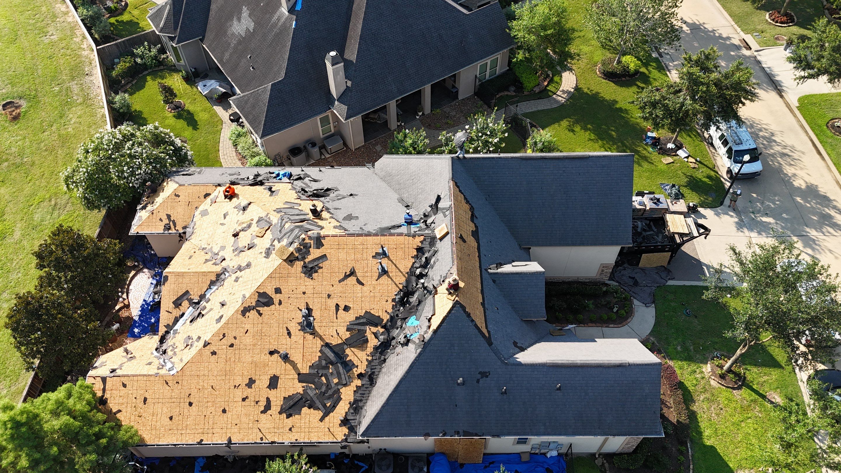 Residential Roofing Installation using Certainteed Landmark after last year's tornado in Cypress by Core Four Roofing