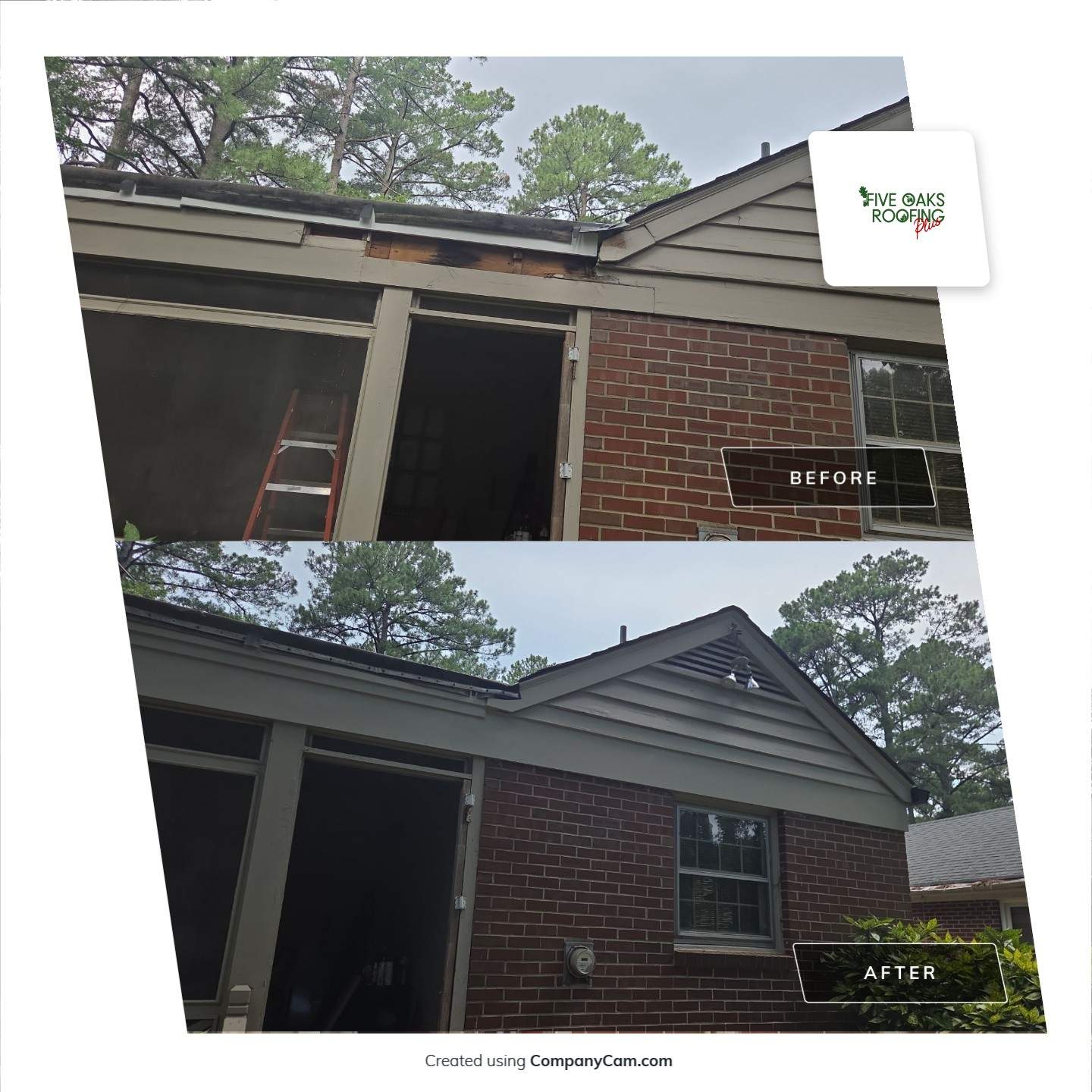 Fascia Replacement and Exterior Trim Painting for Rocky Mount Brick Home by Five Oaks Roofing Plus 